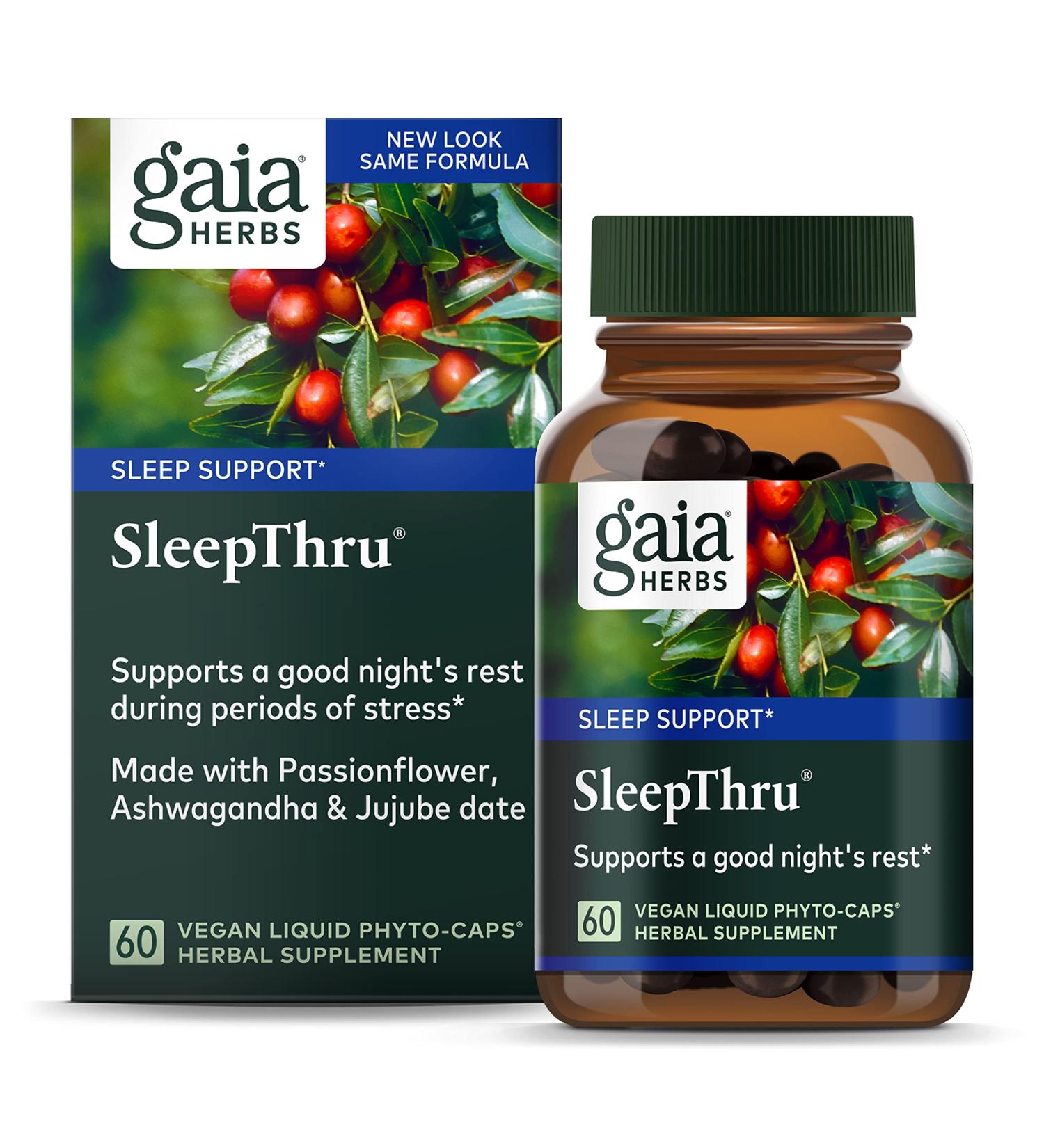 Gaia Herbs SleepThru 60 Vegan Liquid Phyto-Caps for Restful Sleep - Buy Online on GoSupps.com