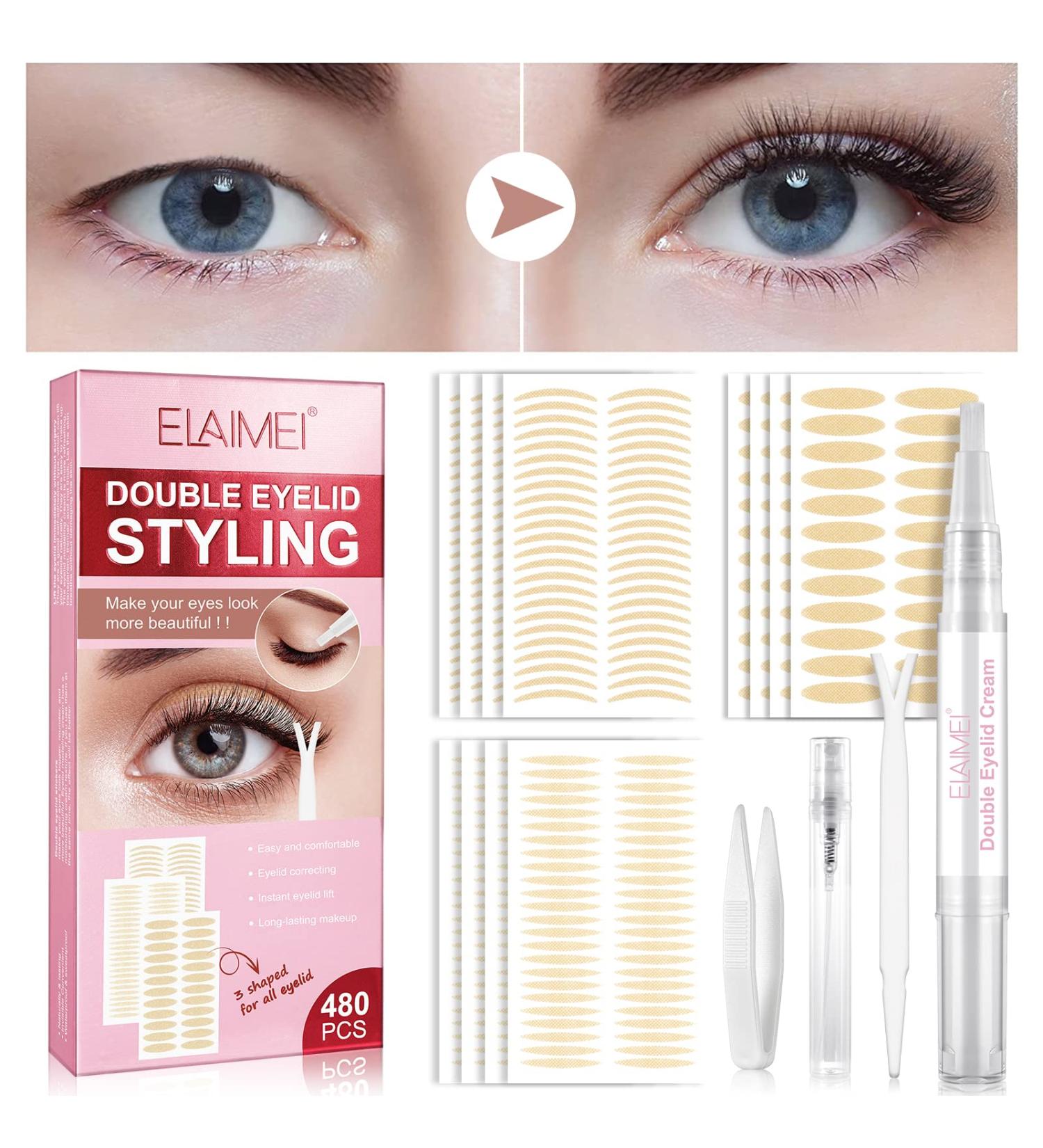 Buy Invisible Double Eyelid Stripes & Stucco Slide Tapes | 480pcs Double-Sided Eyelid Tape for Hooded Eyes - Perfect for Lifting & Enhancing | International Shipping - Buy Online on GoSupps.com