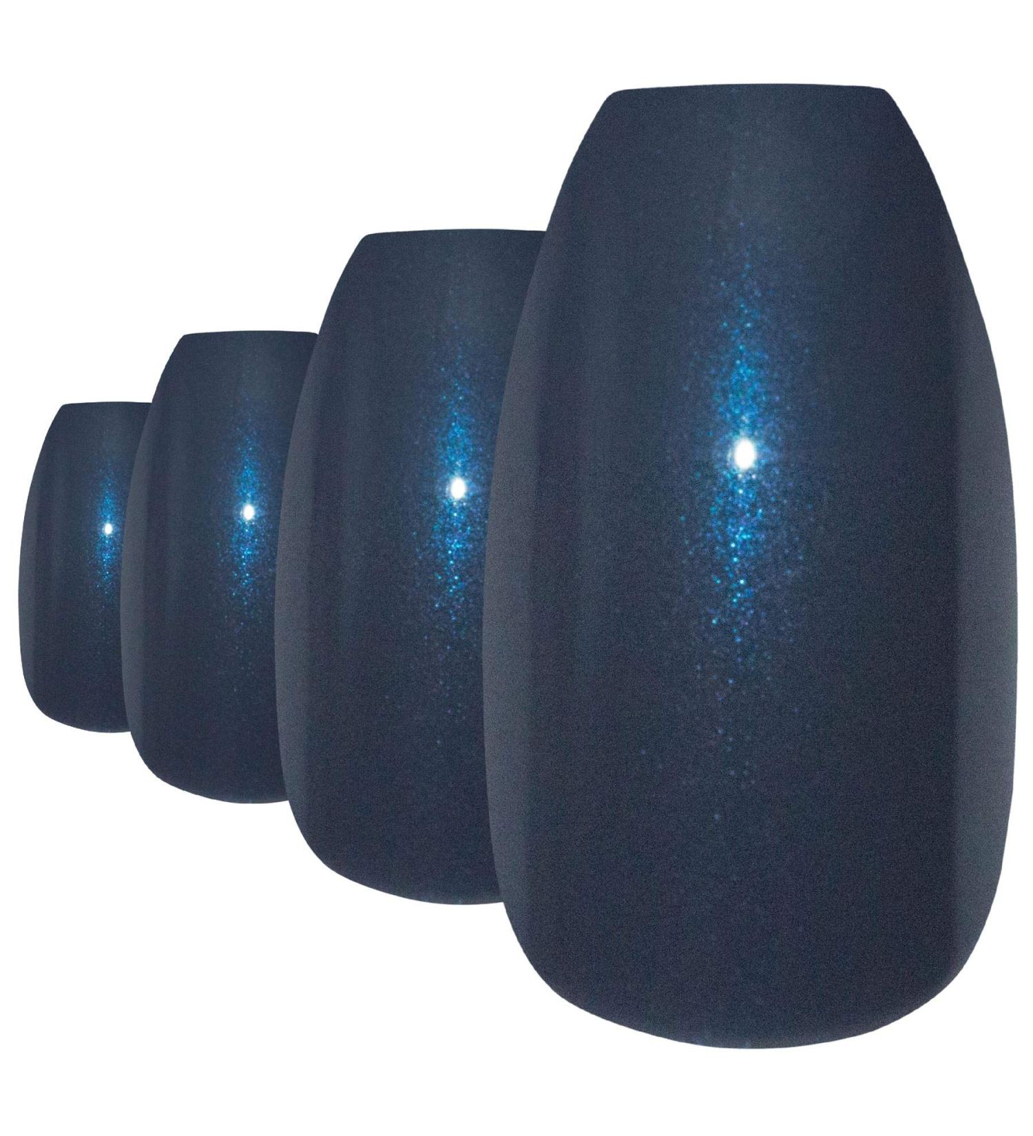 Bling Art Ballerina False Nails Fake Coffin Glitter Grey Acrylic Long Tips Glue - Buy Online on GoSupps.com