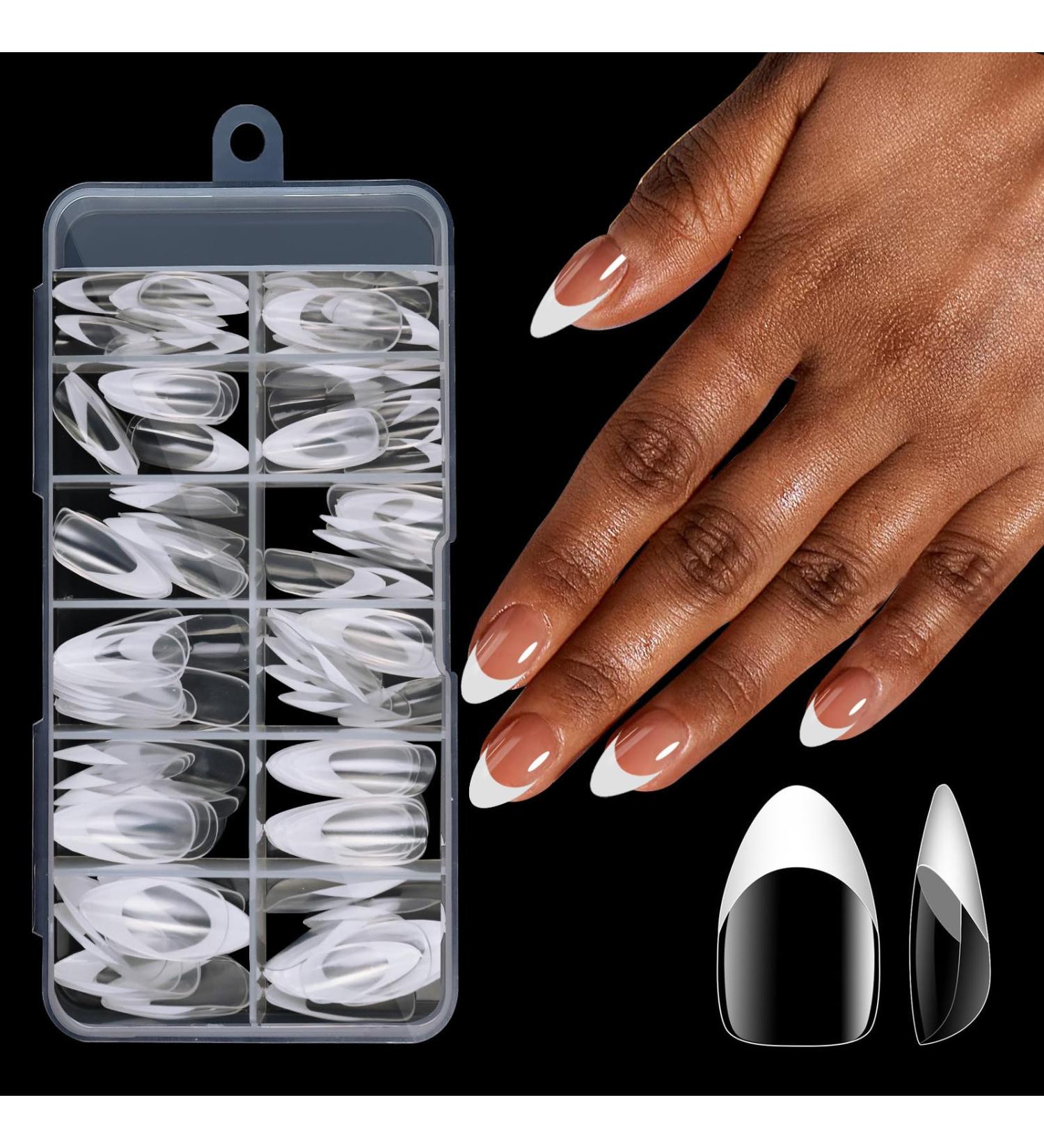 120 Pieces French Acrylic False Nails Tips Full Cover Fake Nails Extension White Tip Press on Nails Acrylic Nail Tips for Woman Girls Finger Manicure Salon Home Nails Art DIY (12 Sizes White Clear) - Buy Online on GoSupps.com