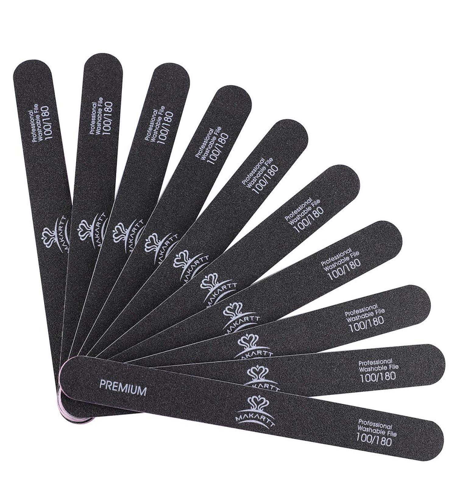 10pcs Makartt Nail File 100 180 Grit Emery Boards for Manicure Pedicure - Professional Washable Double Sided Nail File Kit for Natural Acrylic Nails - Coarse Nail File for DIY Salon Use - Buy Online on GoSupps.com