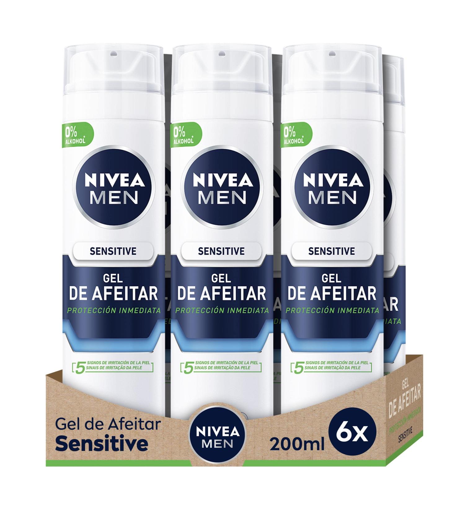 NIVEA HOMME Sensitive Skin Gel 1 x 200 ml protective gel for sensitive skin facial gel with Ultra Glide technology for irritation-free protection - Buy Online on GoSupps.com