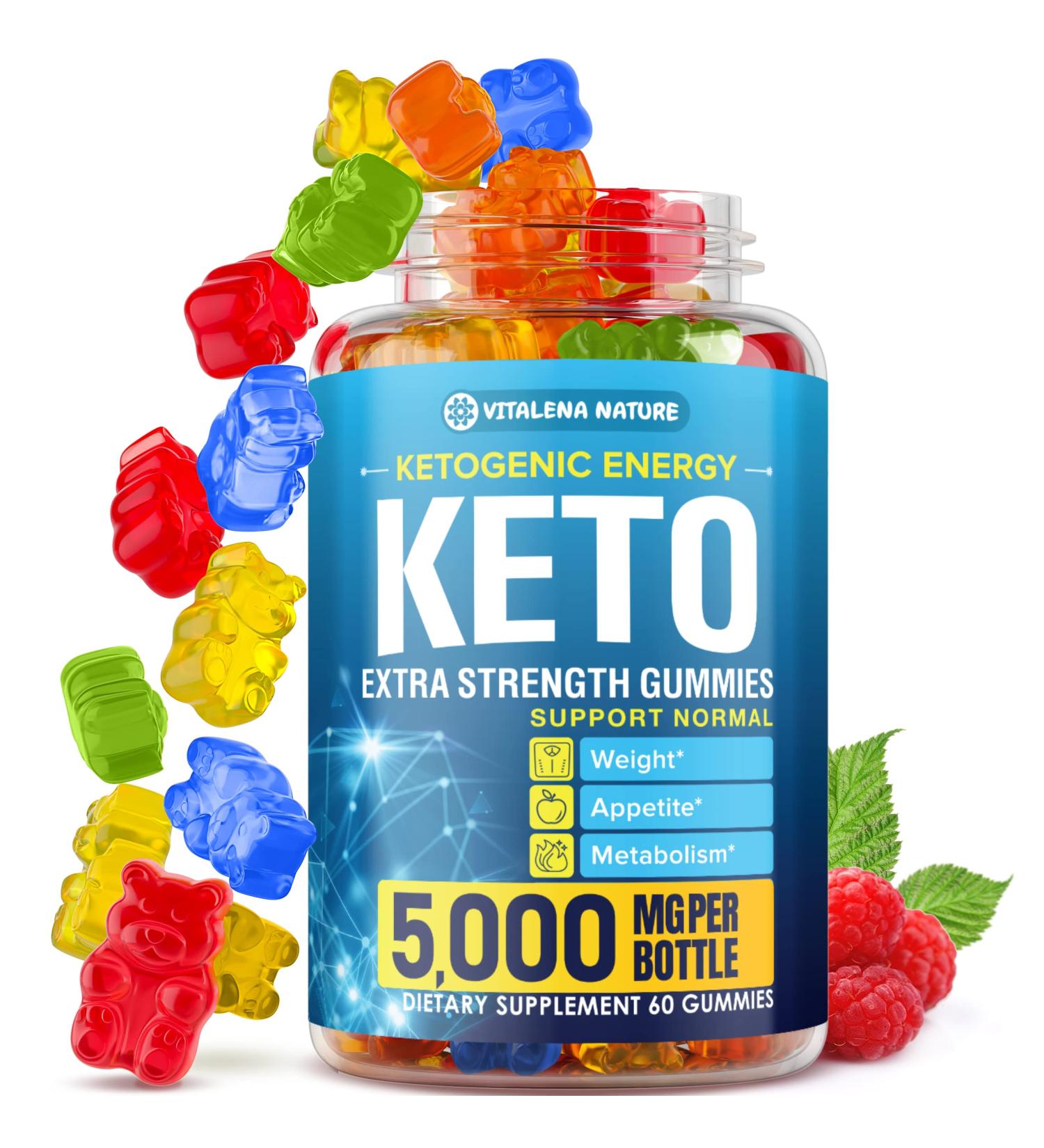 Keto Burn Gummies 5000 MG - Extra Strength Ketosis Support for Advanced Weight Management - Improve Metabolism and Boost Energy - 60 Gummies - Buy Online on GoSupps.com