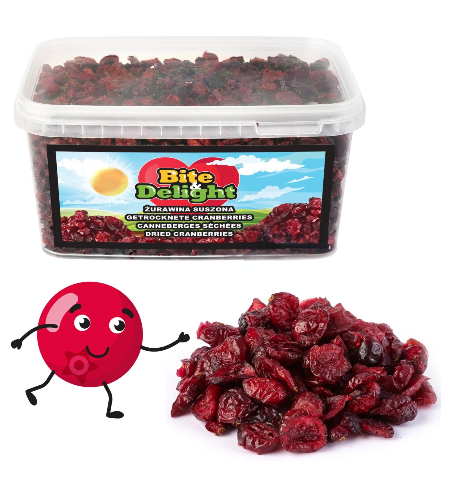 Bite & Delight 8kg Dried Cranberries - Fresh Dried Fruit Low Sugar Tangy Reusable Tin Dried Cranberries Healthy Snack - Buy Online on GoSupps.com
