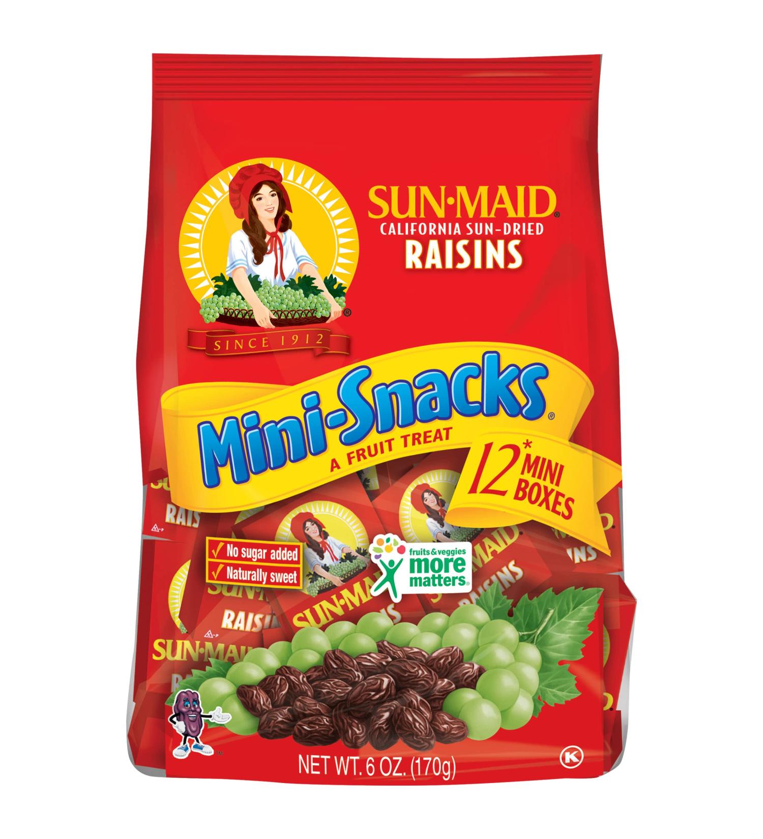 Sun-Maid California Raisins Mini Snacks Bags| 6 oz - Buy Online on GoSupps.com