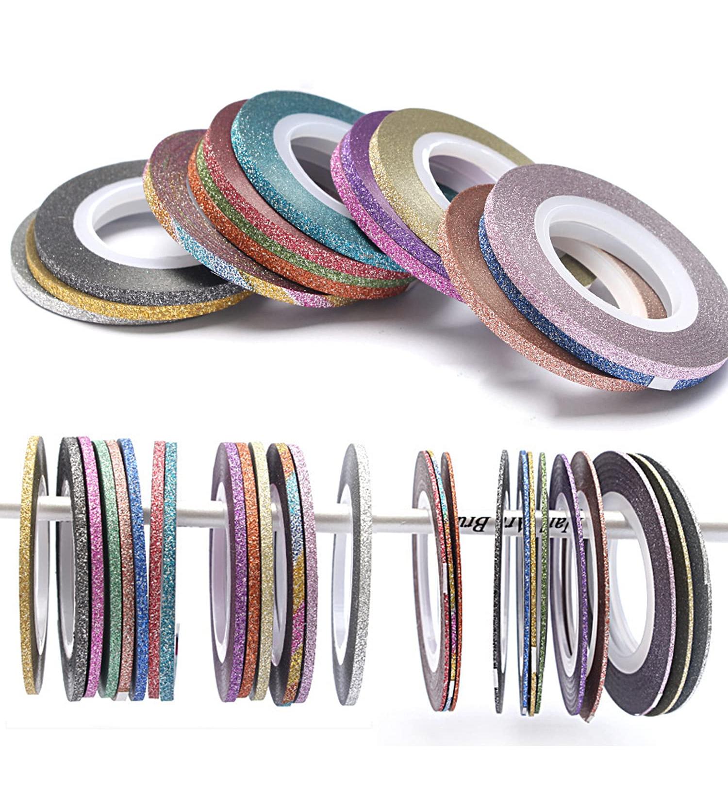 Matte Nail Art Striping Tape Set - 36pcs Glitter Nail Stickers for Stylish Nail Decoration in Gold & Silver - Buy Online on GoSupps.com