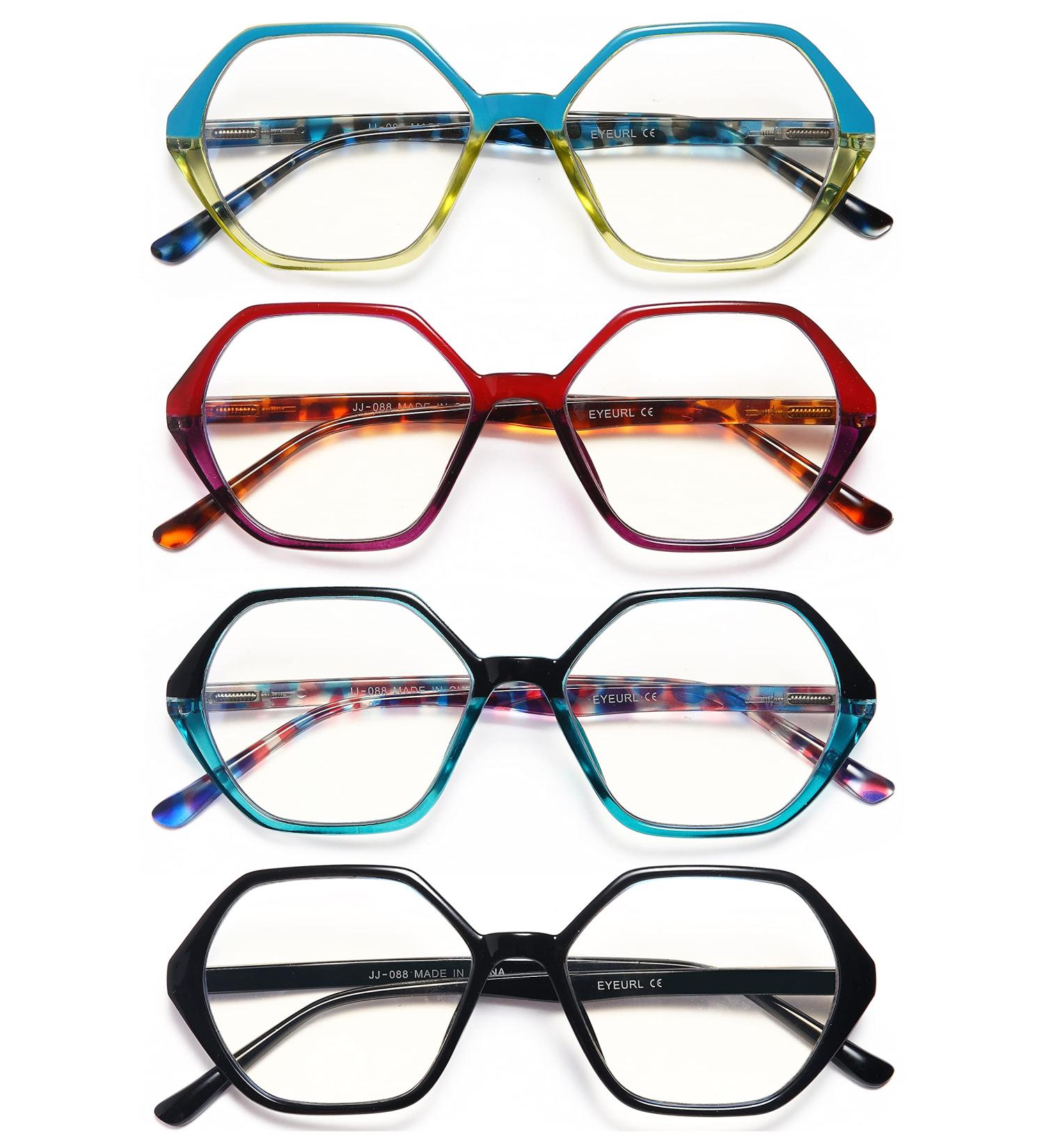 EYEURL Blue Light Blocking Reading Glasses for Women - 4-Pack Vintage Diamond-Shaped Frames Lightweight Anti-Glare Readers Perfect for 3.0 Magnification - Buy Online on GoSupps.com