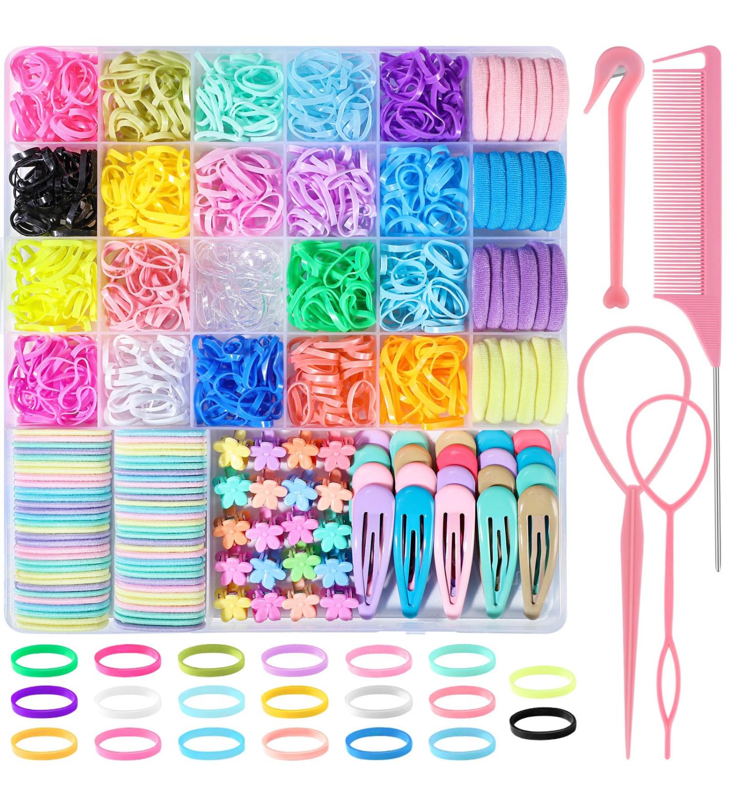 1504-Piece Small Hair Tie Set - Colorful Hair Ties & Clips for Girls' Birthday Gifts | 20 Colors & Braiding Rubber Bands - Buy Online on GoSupps.com