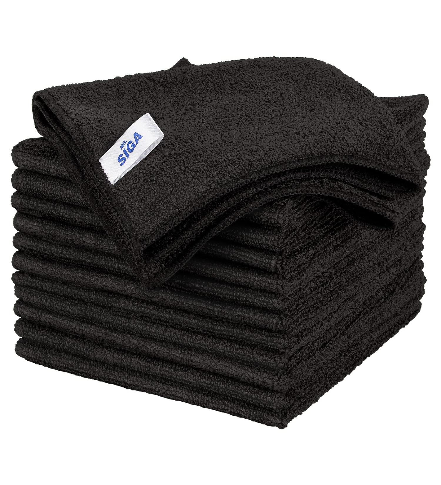 MR.SIGA Microfiber Cleaning Cloth Towels - Streak-Free All-Purpose Rags, 12 Pack, 32x32 cm, Black - Buy Online on GoSupps.com