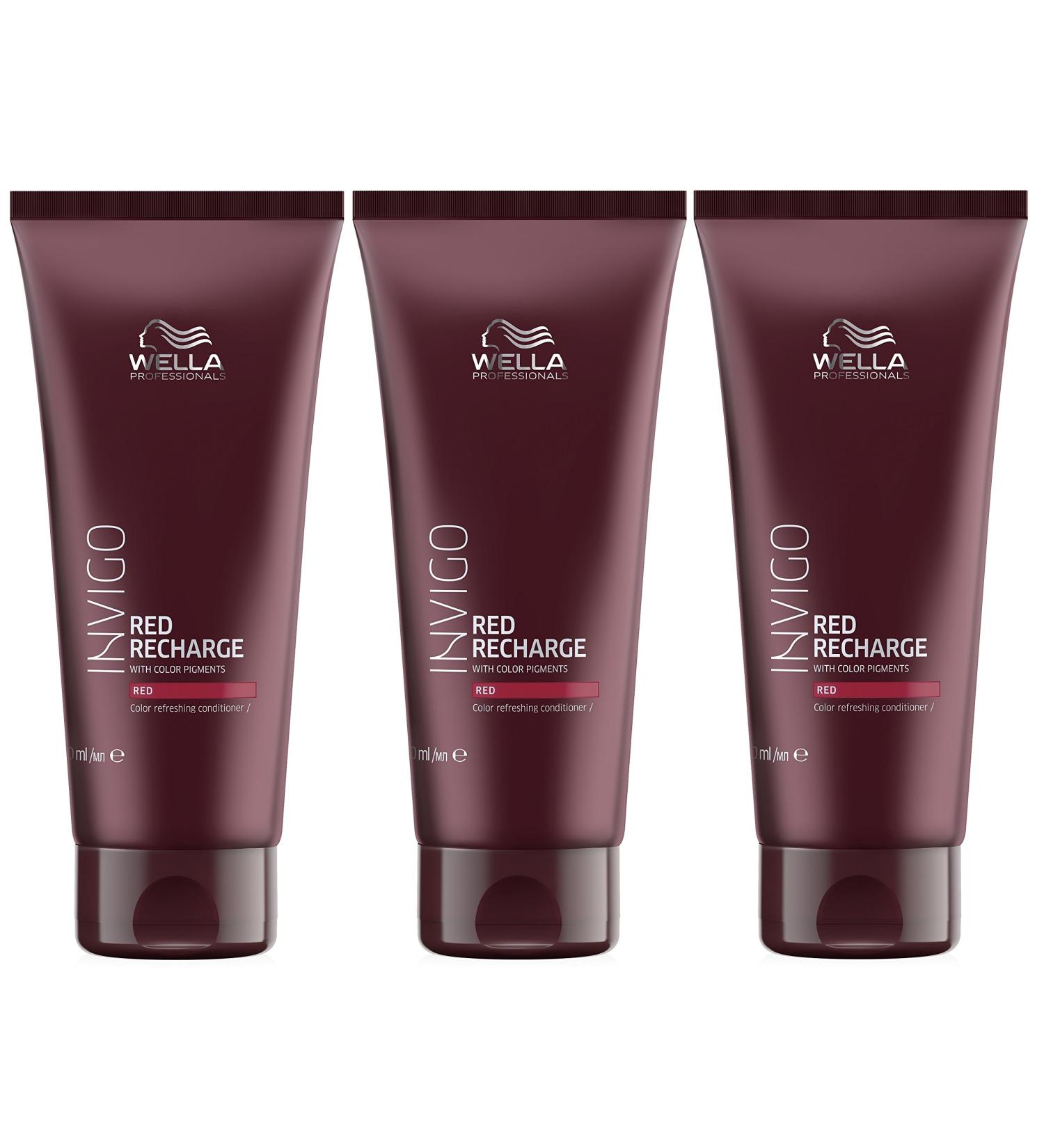 Pack of 3 Red Recharge Color Refreshing Conditioner Invigo Wella Professionals 200 ml each 400 ml