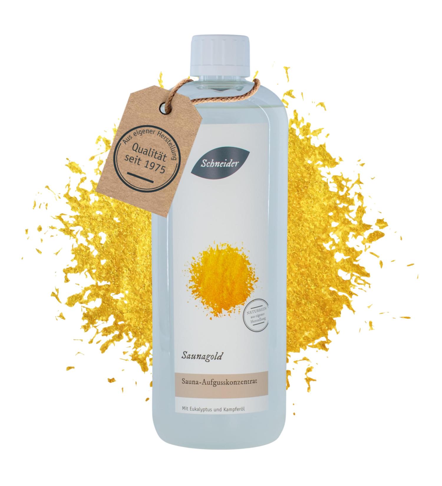 Buy Saunabedarf Schneider Infusion Concentrate Saunagold 1000ml - Premium Sauna Experience Worldwide Shipping - Buy Online on GoSupps.com
