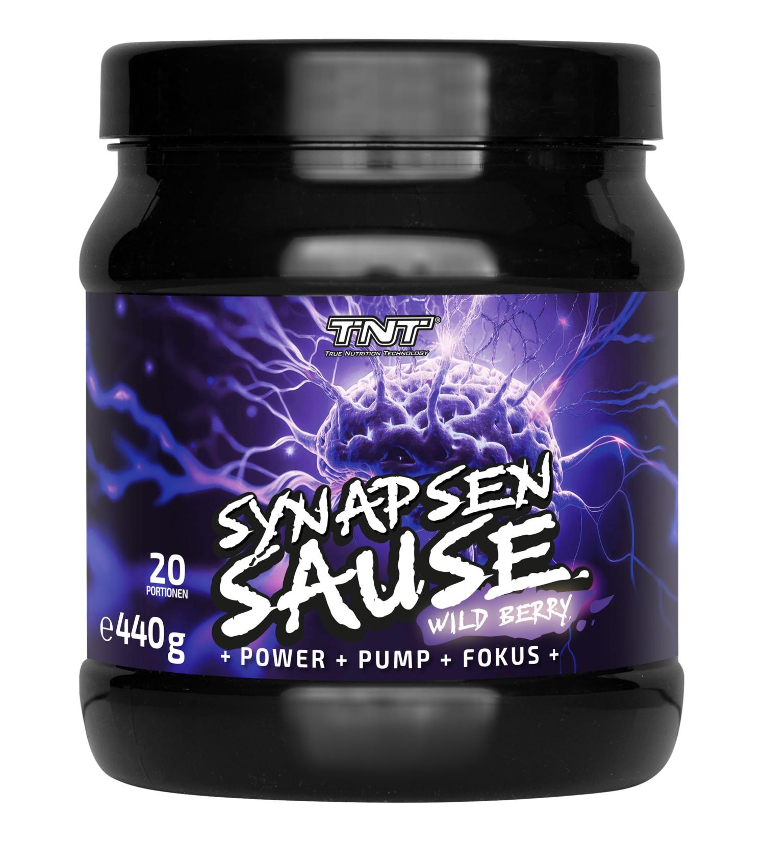TNT SYNAPSENSAUS Wild Berry 440g | Pre-Workout Booster | Fitness & Bodybuilding | L-Citrulline Caffeine & Guarana | Made in Germany - 20 Servings - Buy Online on GoSupps.com