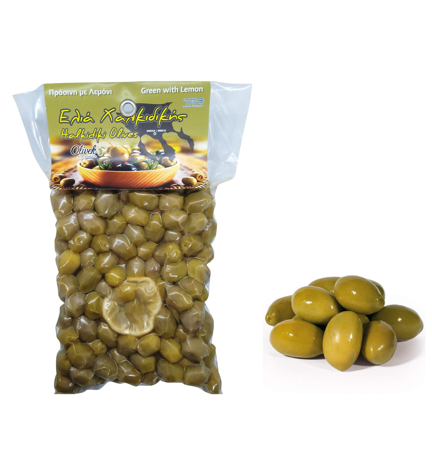 Greek Green Olives with Lemon | 1kg Vacuum-Sealed | Traditional Chalkidiki Variety |Key in The Mediterranean Diet | Loaded with Important Nutrients and Antioxidants| No Preservatives - Buy Online on GoSupps.com
