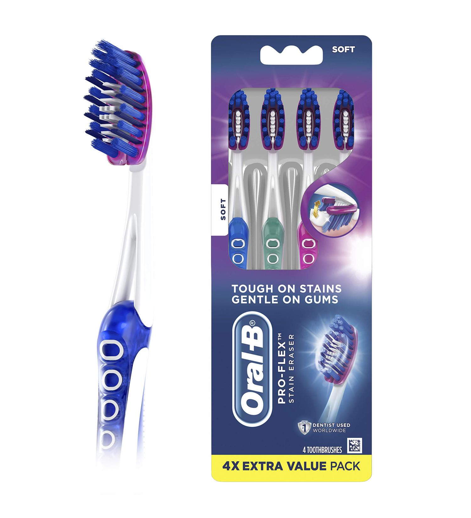 Oral-B 3D White Luxe Pro-Flex Manual Soft Toothbrush 4 Pack - (5823815673) - Buy Online on GoSupps.com
