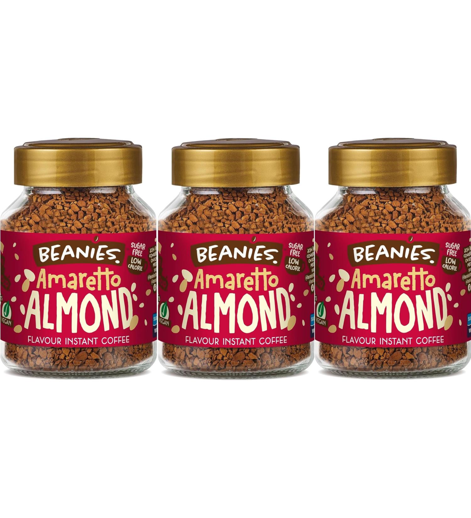Beanies Amaretto Almond Flavoured Instant Coffee 50g Value 3 Pack