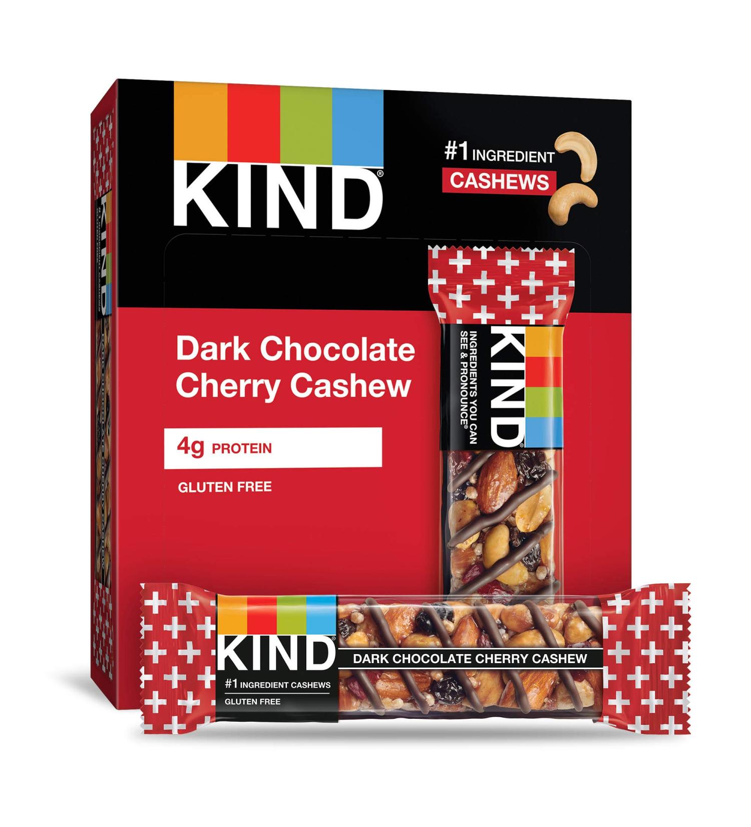 KIND Dark Chocolate Cherry Cashew + Antioxidants Bars - 48 Count Pack (1.4 oz each) | Gluten-Free and Delicious Snack Option - Buy Online on GoSupps.com