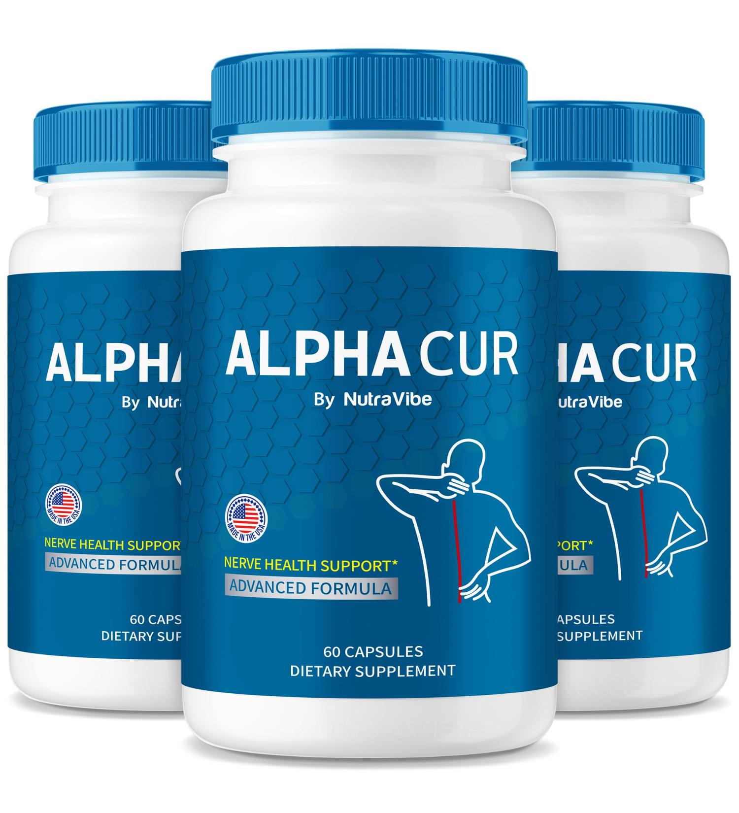 NutraVibe (3 Pack) AlphaCur Capsules Alphacur for Neuropathy All Natural AlphaCur Pills for Healthy Nerves Premium Alpha Cur Pastillas Review (180 Capsules) - Buy Online on GoSupps.com