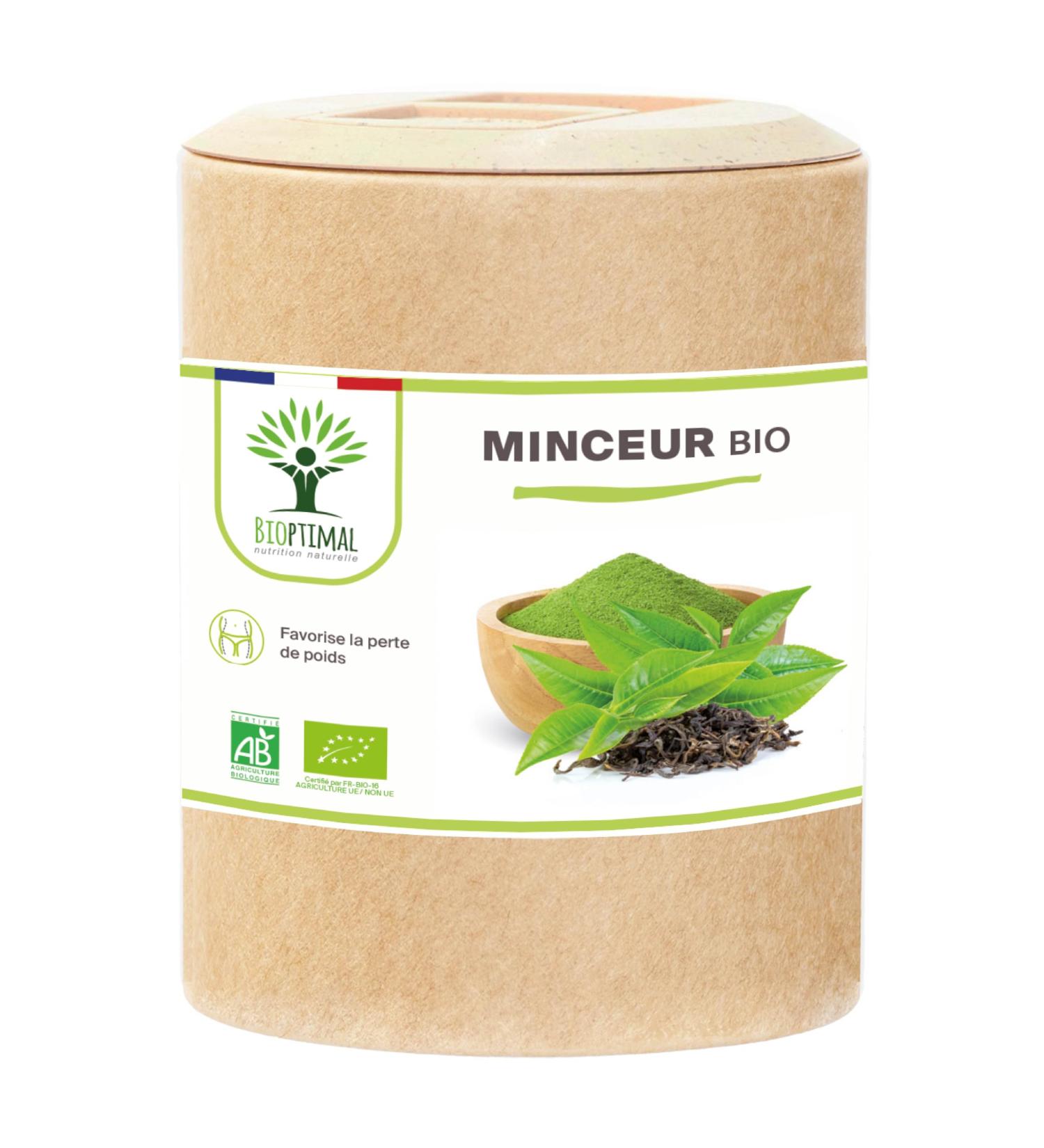 Organic Slimming Bioptimal - Food Supplement - Guarana Green Tea + Plants for Weight Loss - 4 Actions - Fat Burning Weight Loss - Digestion - Made in France - Ecocert Certified - 200 Capsules - Buy Online on GoSupps.com