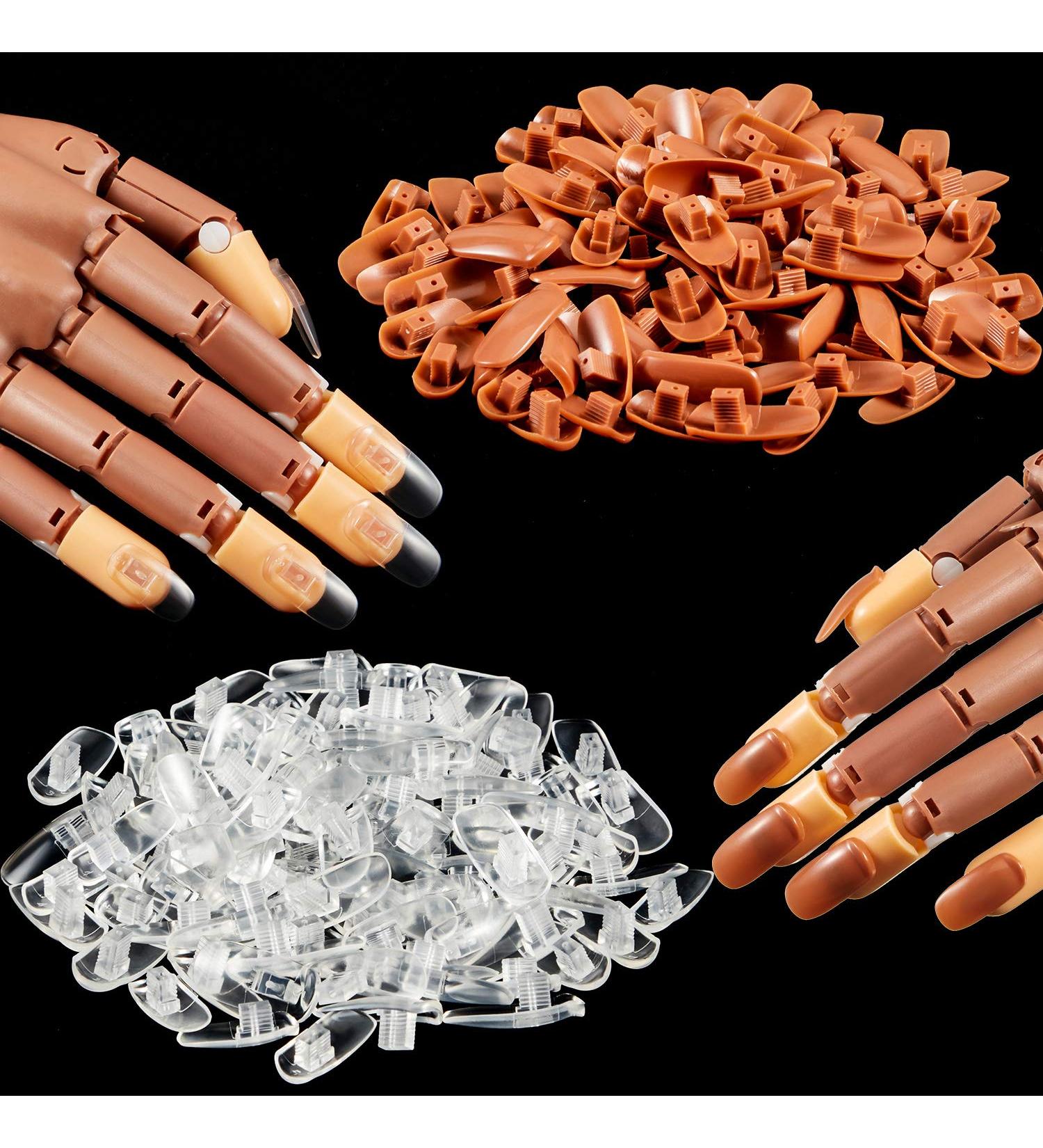 200 Replacement Nail Tips for Manicure Training Practice Hand - Brown and Transparent Nails - Buy Online on GoSupps.com