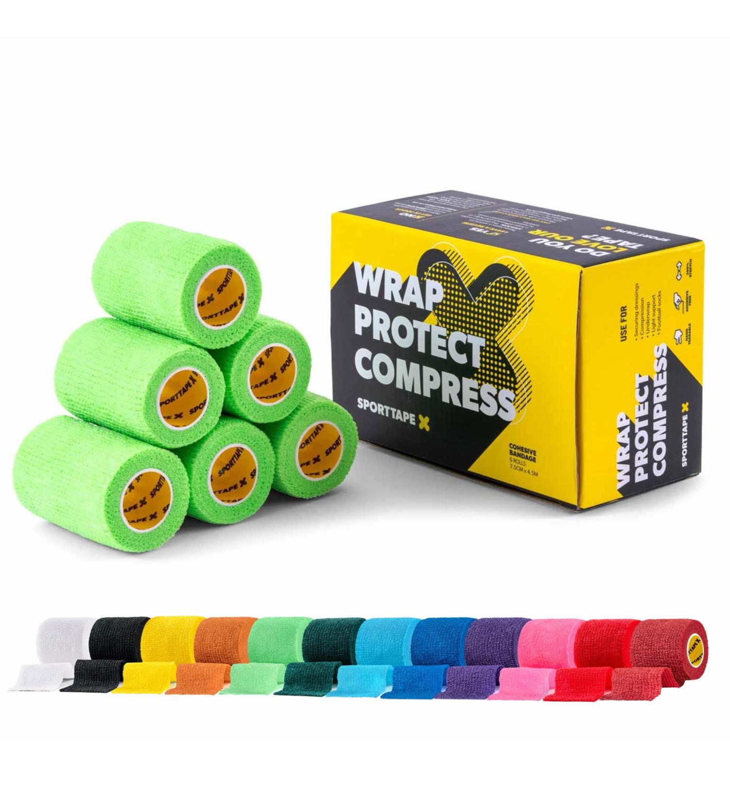 6 Rolls SPORTTAPE Self-Adhesive Football Sock Tape | 7.5cm x 4.5m - Mint Green | Cohesive Bandage - Pet Bandage Vet Wrap for Dogs & Horses | Compression Bandage Shin Pad Tape & Football Ankle Tape Mint Green 7.5x450 cm (Pack of 6) - Buy Online on GoSupps.com