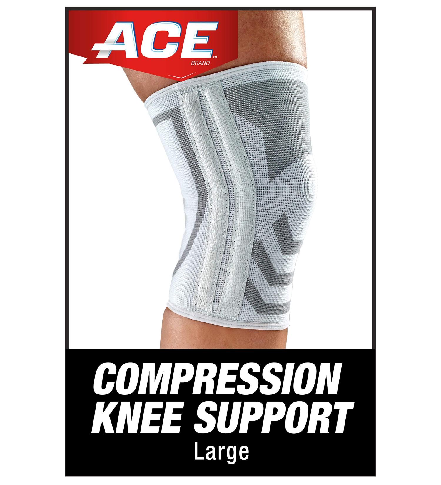 ACE Compression Knee Brace w/Side Stabilizers - Large, White/Gray | Mild Support, Breathable Design - Buy Online on GoSupps.com