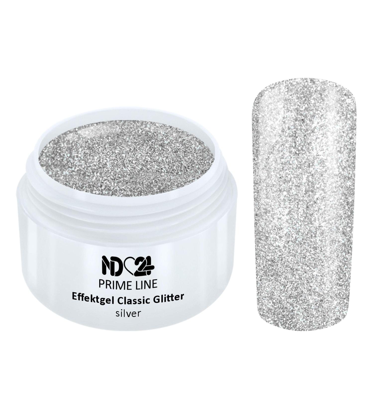 Prime Line - Uv Led Gel Glitter Silver - Made in Germany - 5ml