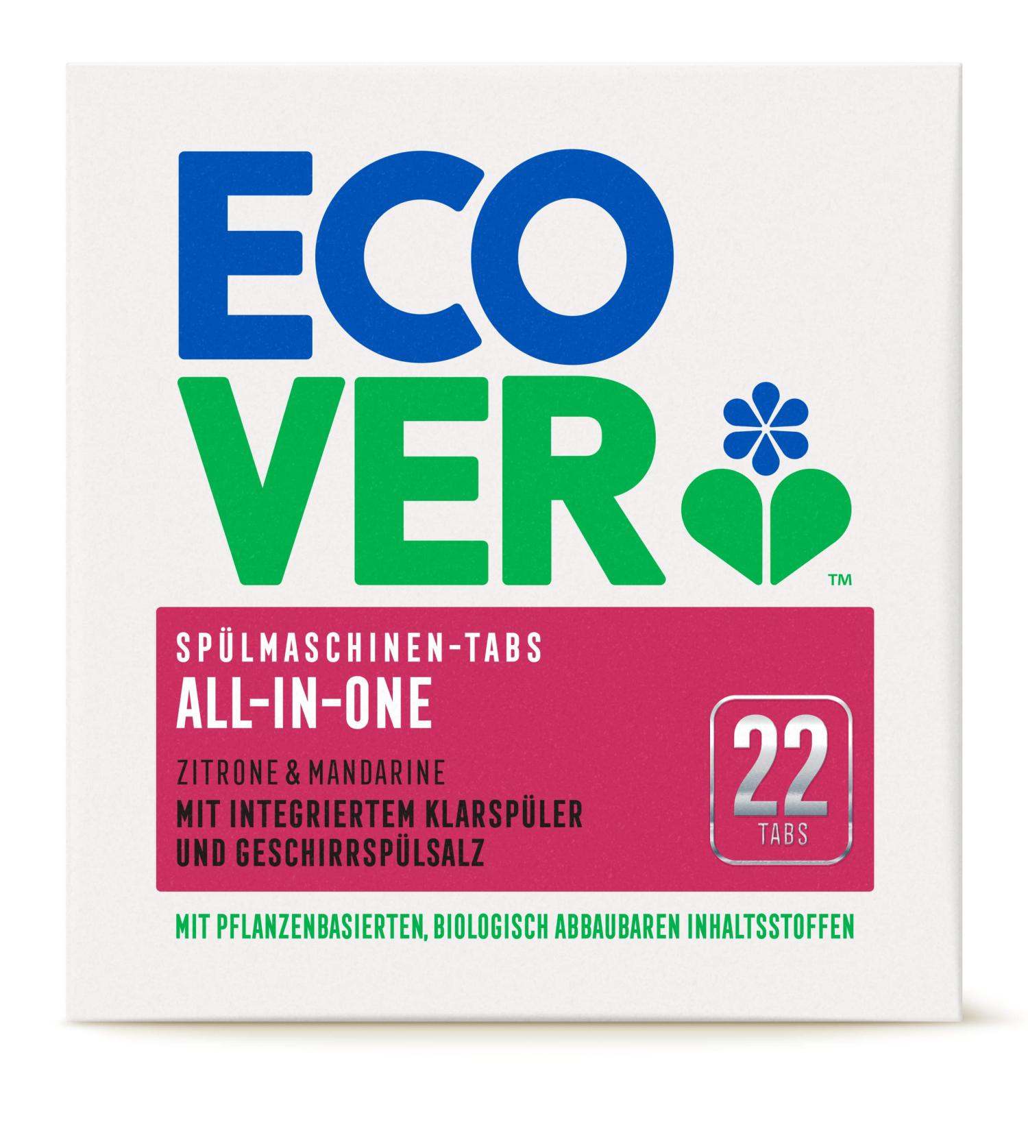 Ecover All-In-One Dishwasher Tabs 22 Pieces (440g) | Eco-Friendly Cleaning for International Shipping - Buy Online on GoSupps.com