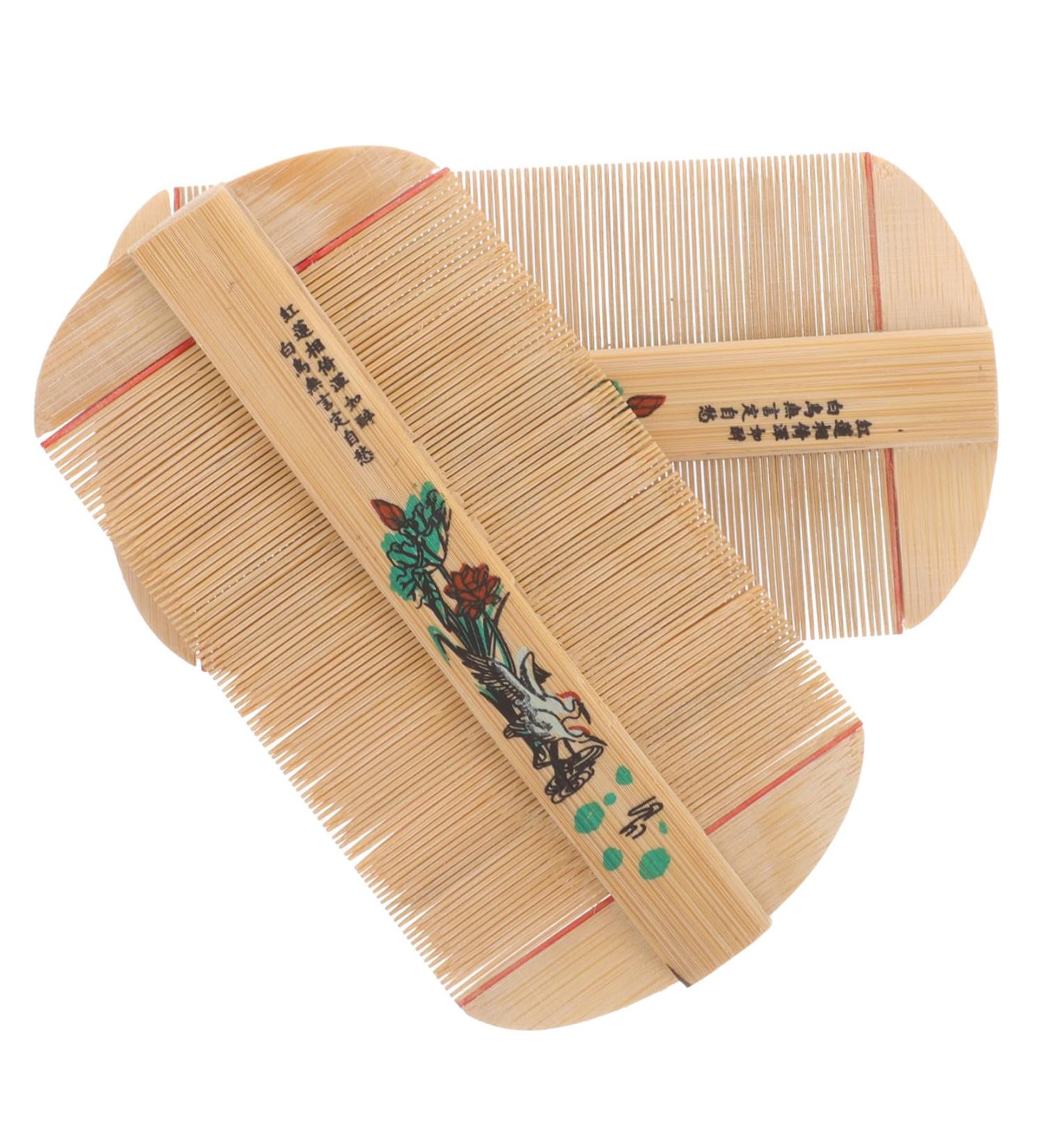 Lot de 2 Peignes Dents Denses en Bambou Antipelliculaire Double Face L ger et Portable Massage Cuir Chevelu Soin Cheveux et Anti-poux pour Gar on et Filles et Style Al atoire - Buy Online on GoSupps.com