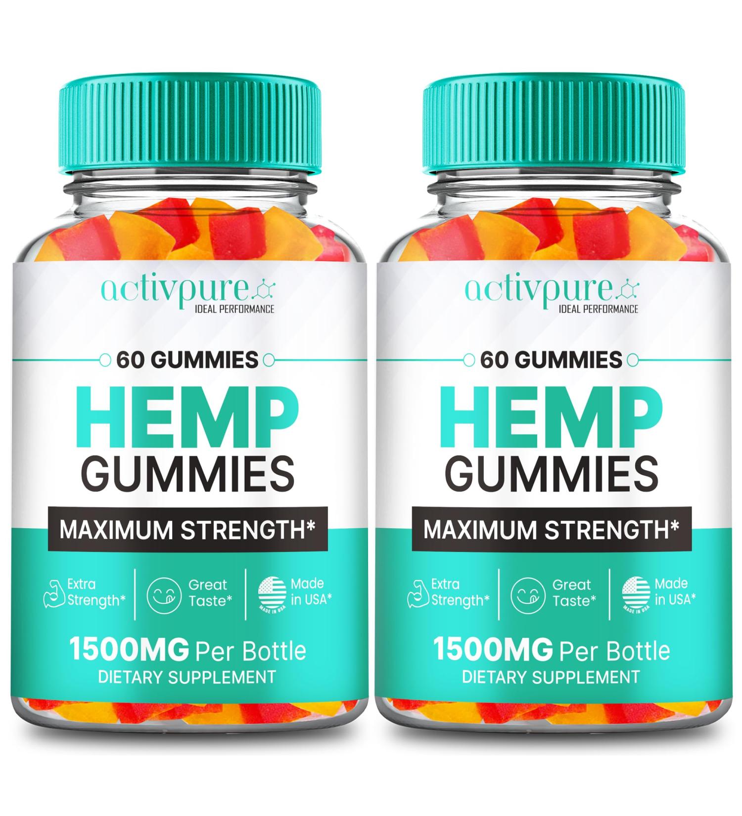 Activ Pure Hemp Gummies - ActivPure Supplement Hemp Gummies - Maximum Strength All Natural Overall Health and Wellness Support Activ Pure Health Gummy Reviews (2 Pack) - Buy Online on GoSupps.com