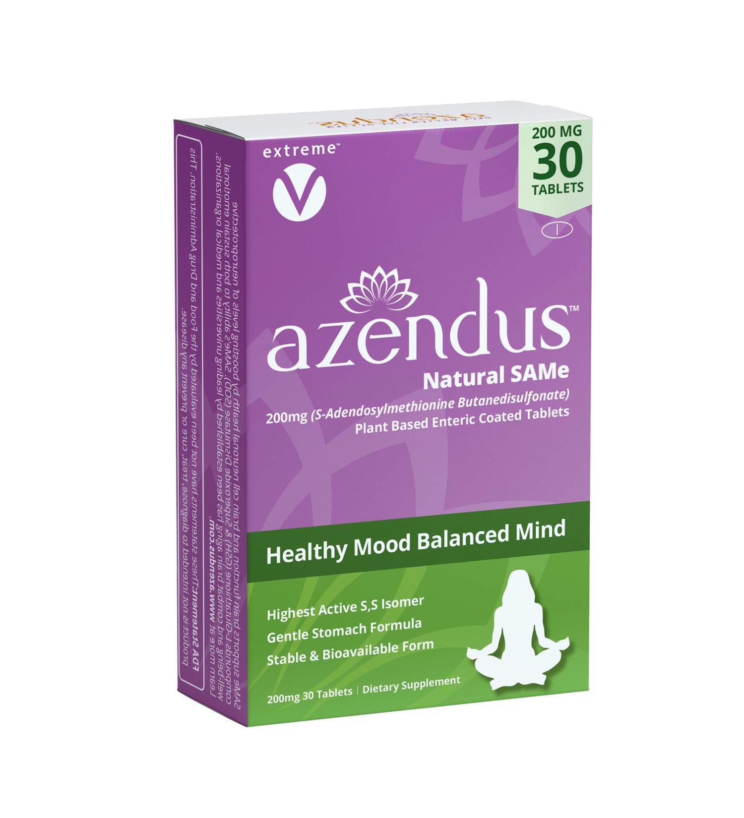 extreme V Azendus SAM-e Mood Support 200mg 30 Count Same Butanedisulfonate Fiber Enteric Coated Tablets