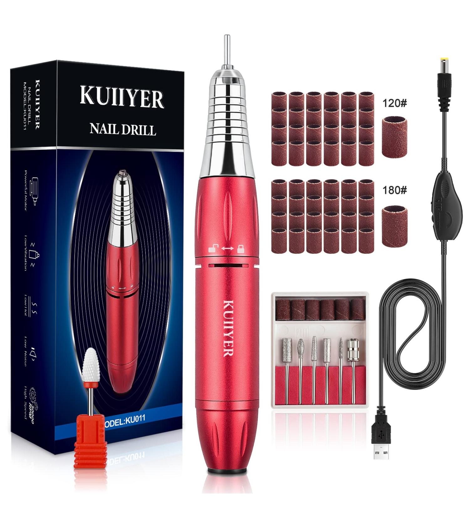 KUIIYER Electric Nail Drill Machine 30000RPM Professional Kit | 65Pcs Portable All-Metal Chuck Lock Set for Acrylic Nails DIY Manicure Pedicure - Buy Online on GoSupps.com