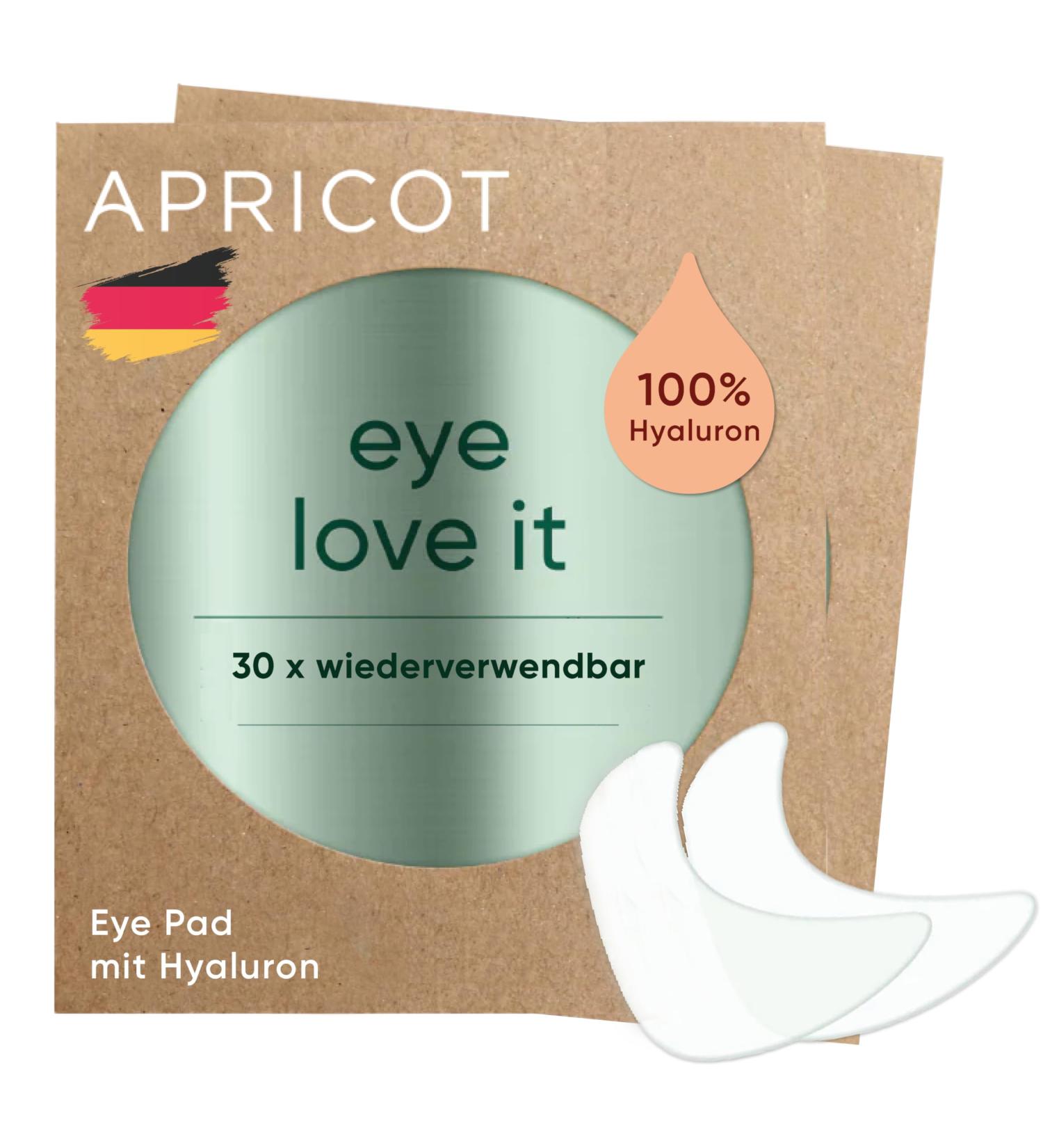 Apricot Beauty Hyaluron Eye Pads Eye Love It | Anti-Aging Reusable Silicone Eye Patches | 2x2 Extra Long Vegan Eye Pads for Crow's Feet | Made in Germany - Buy Online on GoSupps.com