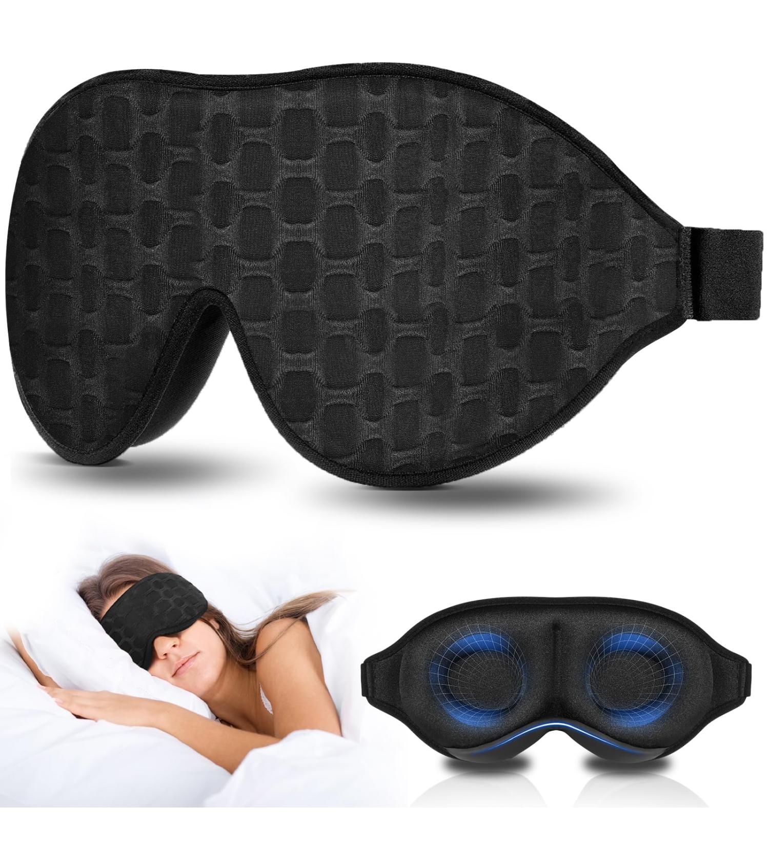 3D Deep Contoured Sleep Mask for Men & Women - Soft Breathable Eye Shade for Travel Yoga & Naps - Adjustable Strap Night Blindfold - Buy Online on GoSupps.com