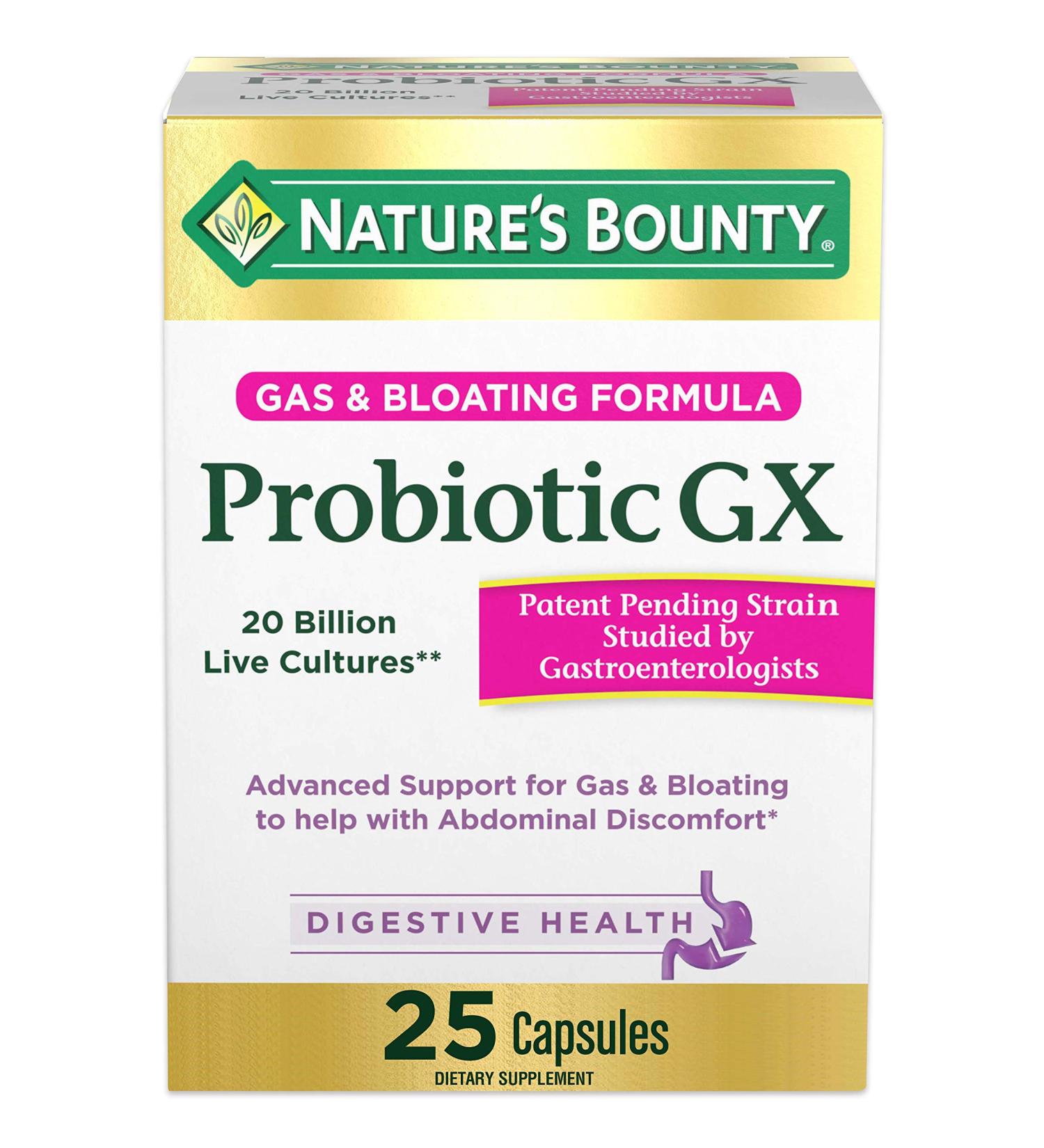 Nature's Bounty Probiotic for Occasional Gas & Bloating - 25 Capsules - Buy Online on GoSupps.com