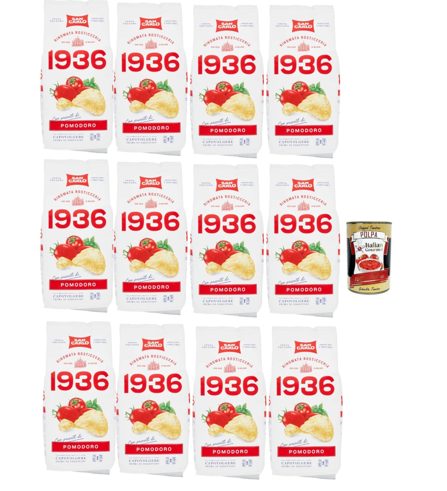 San Carlo 1936 Ancient Recipe Crisps Curled and Crunchy Renowned Rosticceria tomato pear and basil apple chips ancient recipe gluten free 12 x 150 g + Italian pulp - Buy Online on GoSupps.com