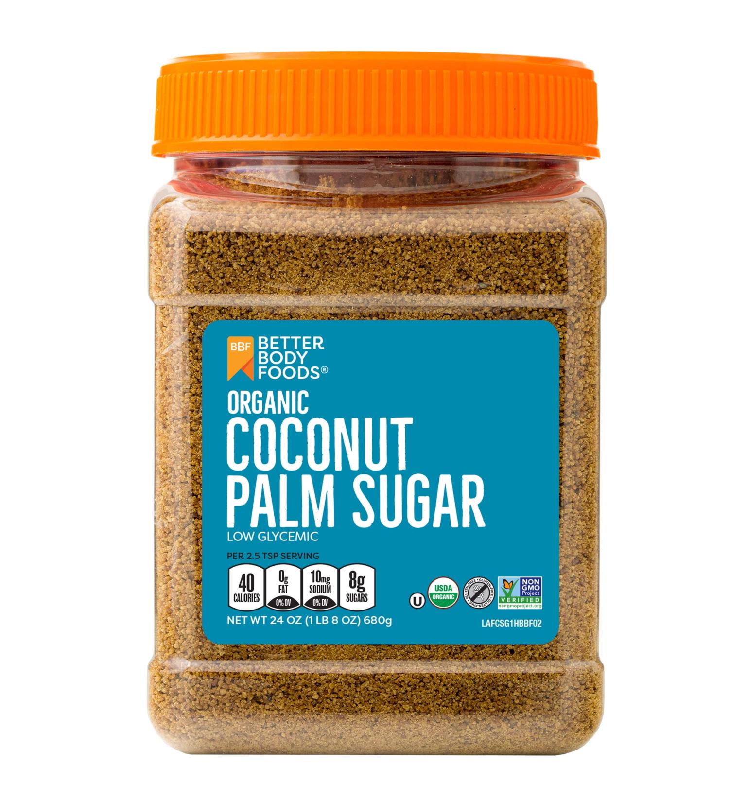 BetterBody Foods Organic Coconut Palm Sugar - Gluten-Free, Non-GMO, Low Glycemic Sugar Substitute - 1.5 lbs (24 Ounce) - Buy Online on GoSupps.com