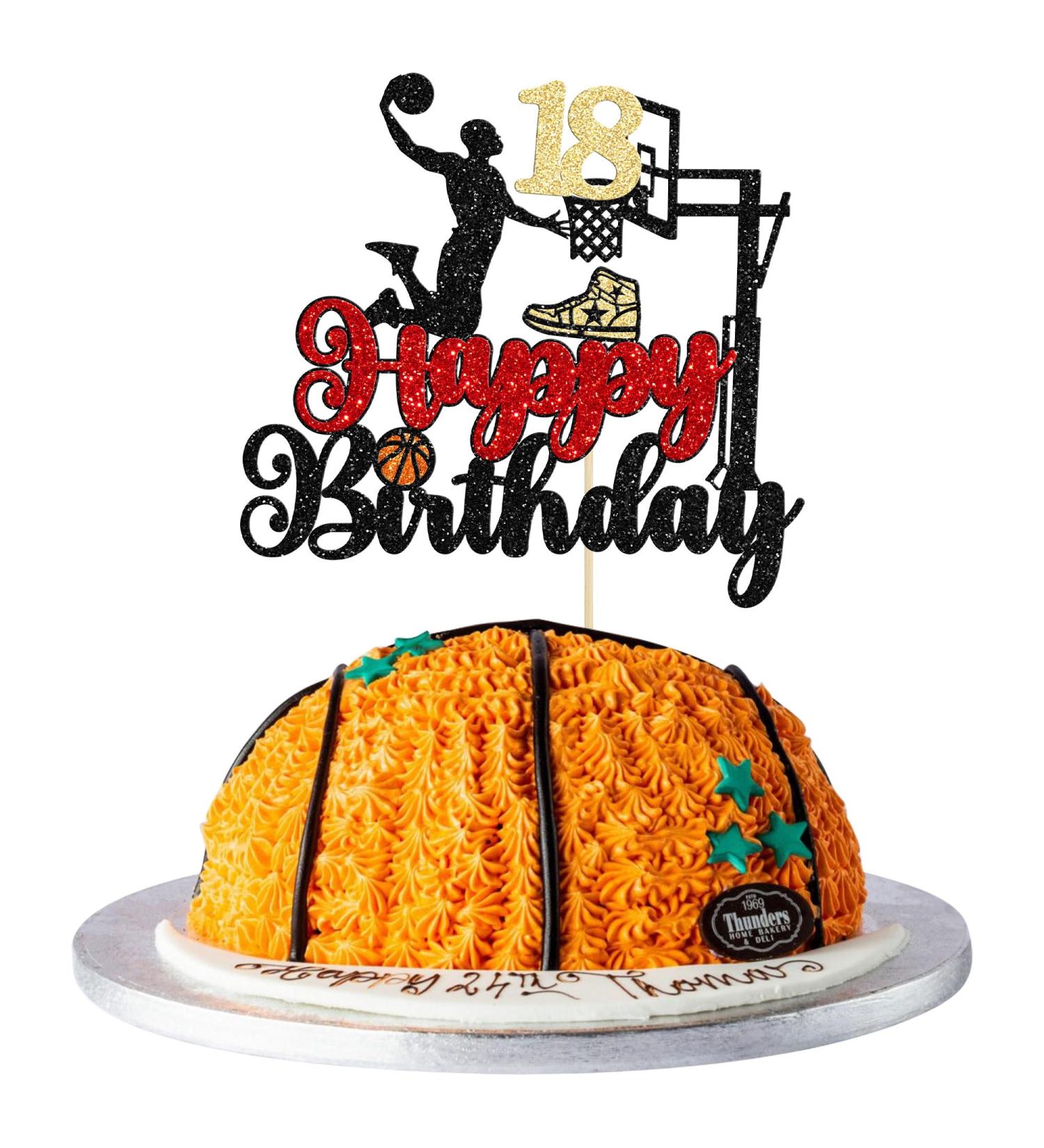 1Pc Cheers to 18 Years Birthday Cake Topper Glitter Hello 18 Sweet 18 Cake Pick Eighteen Years Old Birthday Cake Decoration for 18th Birthday Basketball Sports Party Supplies Black Multicolour-12 - Buy Online on GoSupps.com