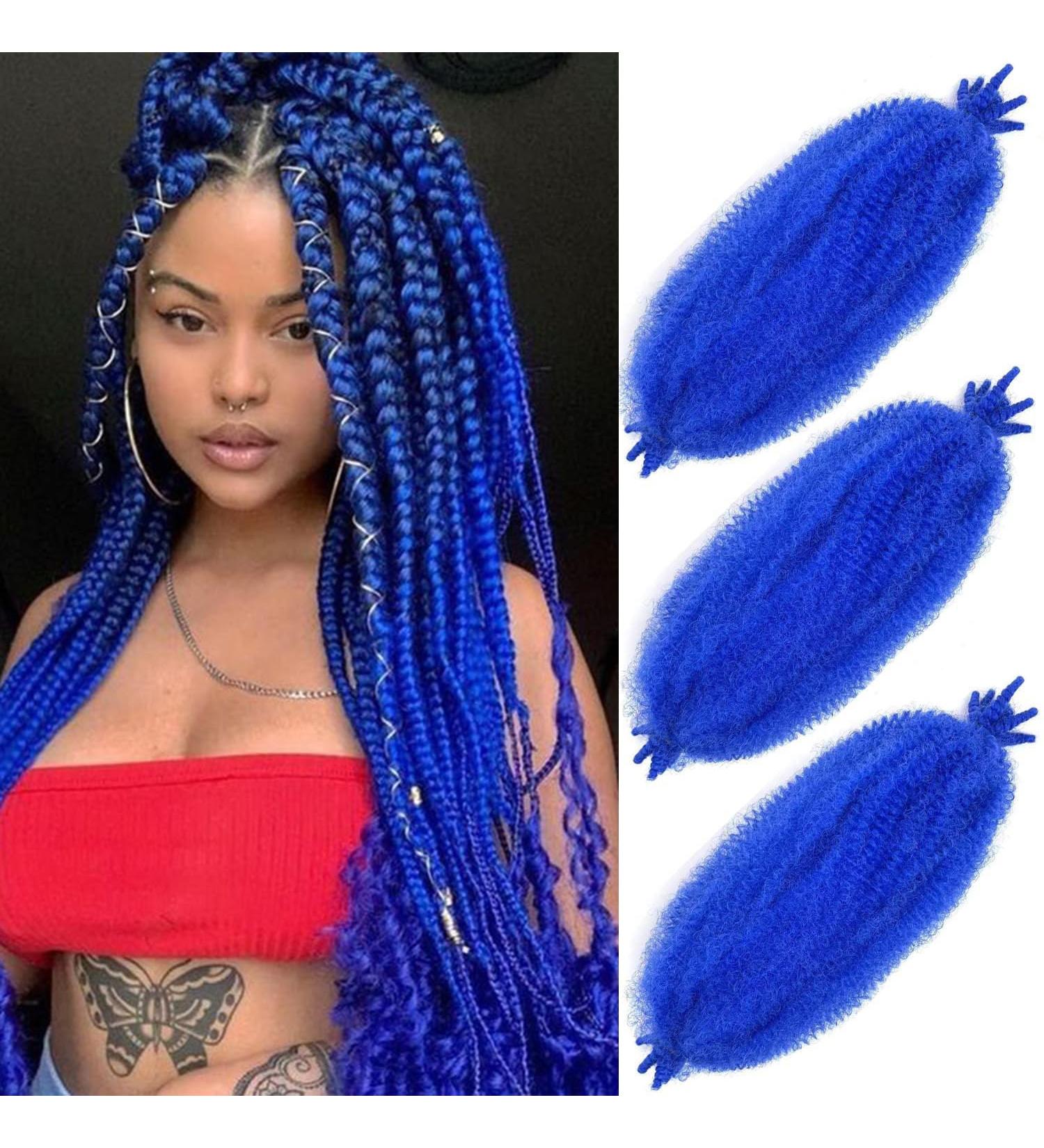 Springy Afro Twist Hair 28 Inch Cuban Twist Hair 3 Packs Marley Twist Braiding Hair Pre-separated Spring Twist Hair Wrapping Hair for Soft Locs Cuban Twist Crochet Hair for Women (28Inch-3Pcs-Blue) - Buy Online on GoSupps.com