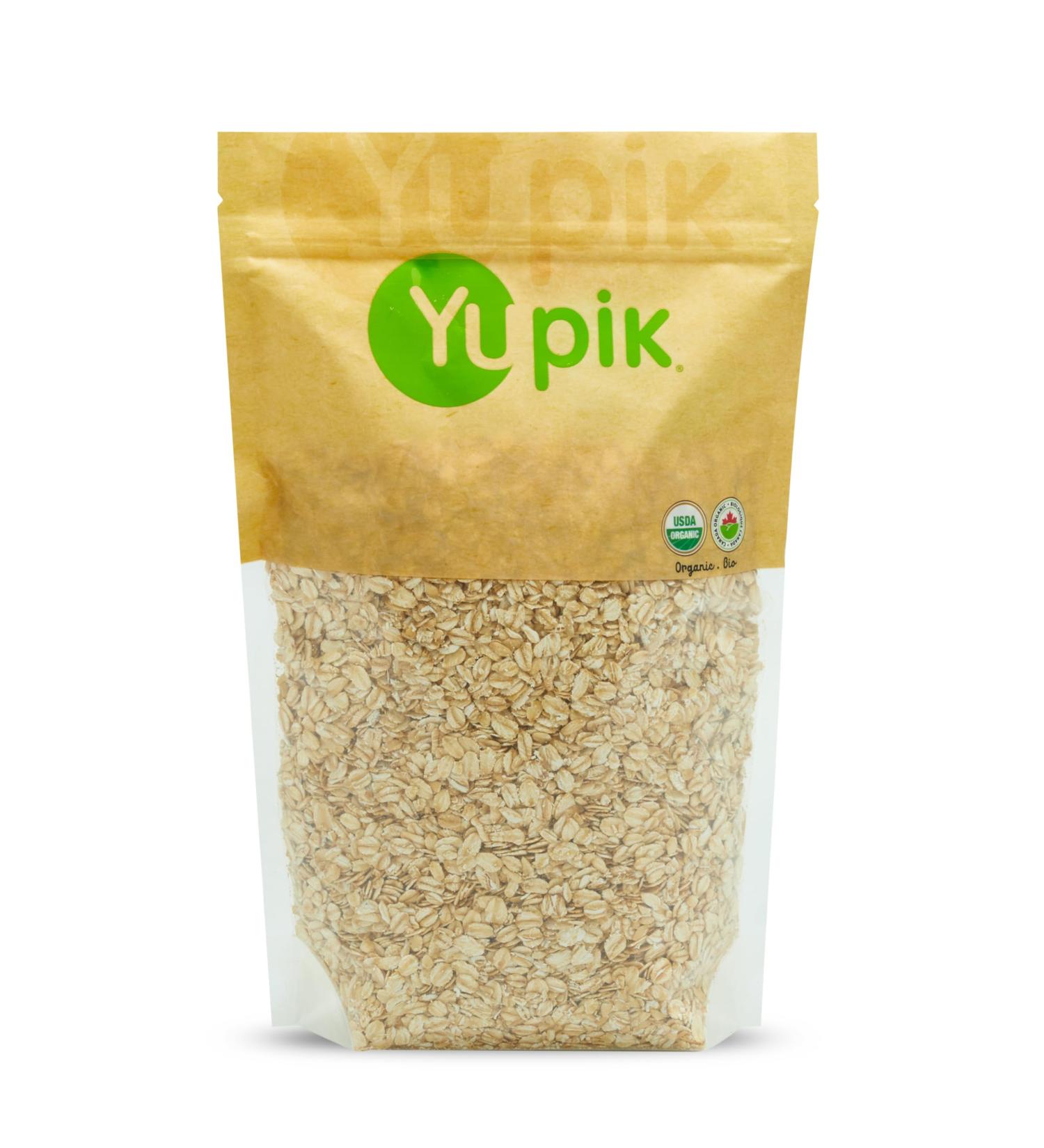 Yupik Organic Regular Rolled Oats Gluten-Free 1 kg 6 Count Non-GMO Vegan Kosher Steamed Rolled and Lightly Toasted Whole Oat Groats Salt-Free Good Source of Fiber For Baking & Topping 1 kg (Pack of 6) - Buy Online on GoSupps.com