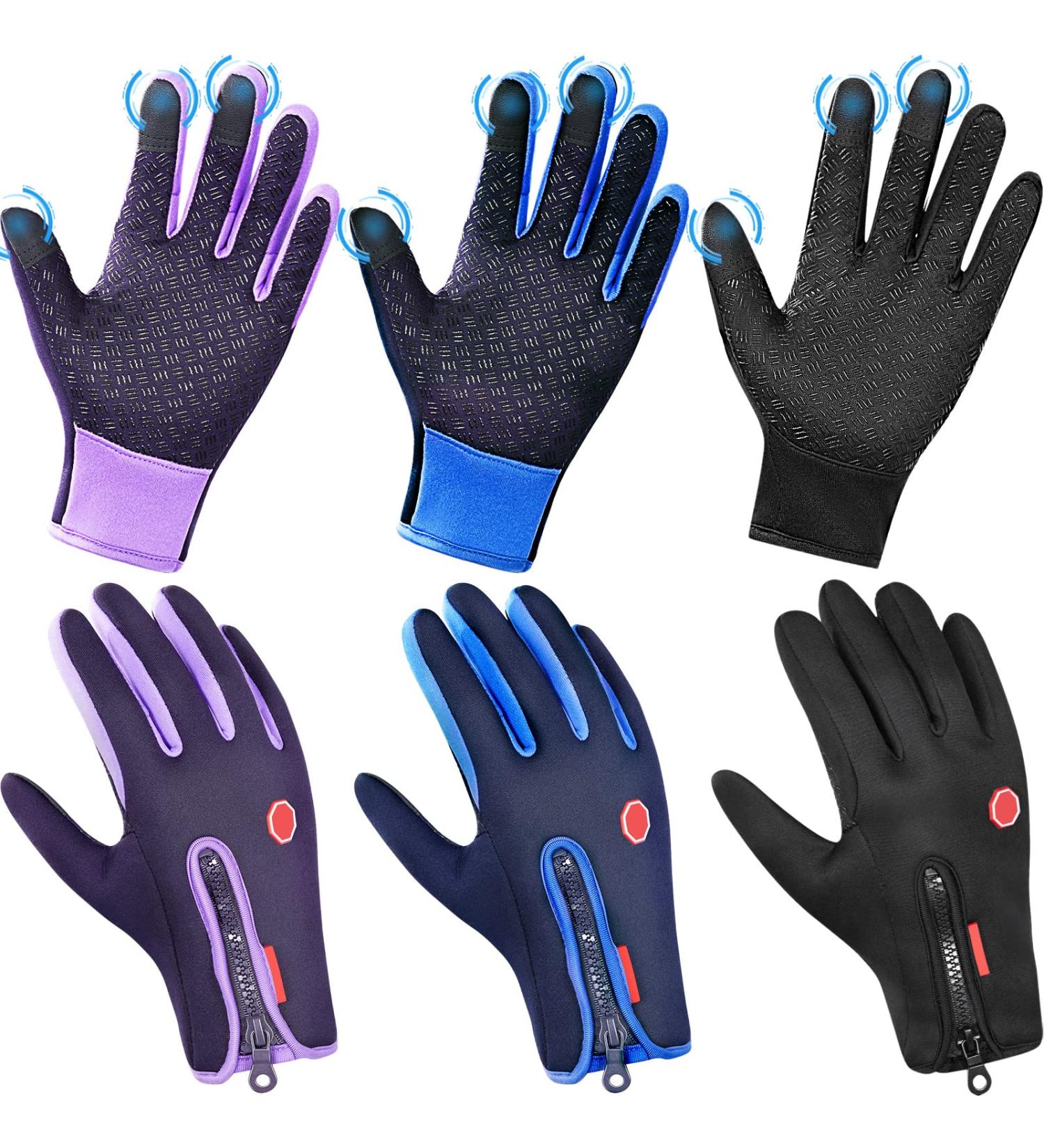 3 Pairs Outdoor Winter Touchscreen Gloves Windproof Waterproof Gloves Thermal Glove for Running Hiking Climbing for Men Women Large - Buy Online on GoSupps.com