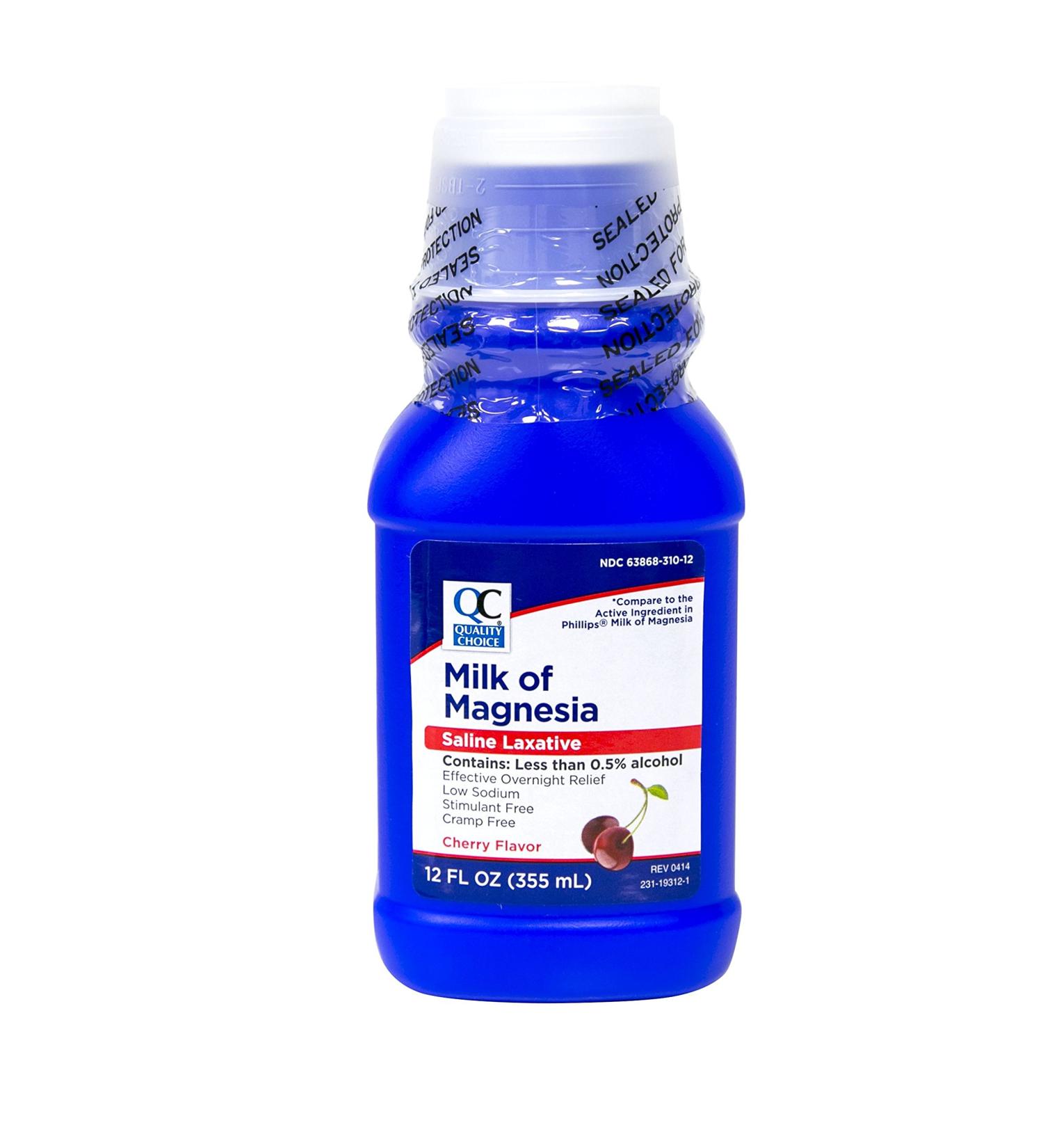 Quality Choice Milk of Magnesia Cherry Flavor 12 Fl Oz (335ml) Plastic Bottle (Pack of 6) - Buy Online on GoSupps.com