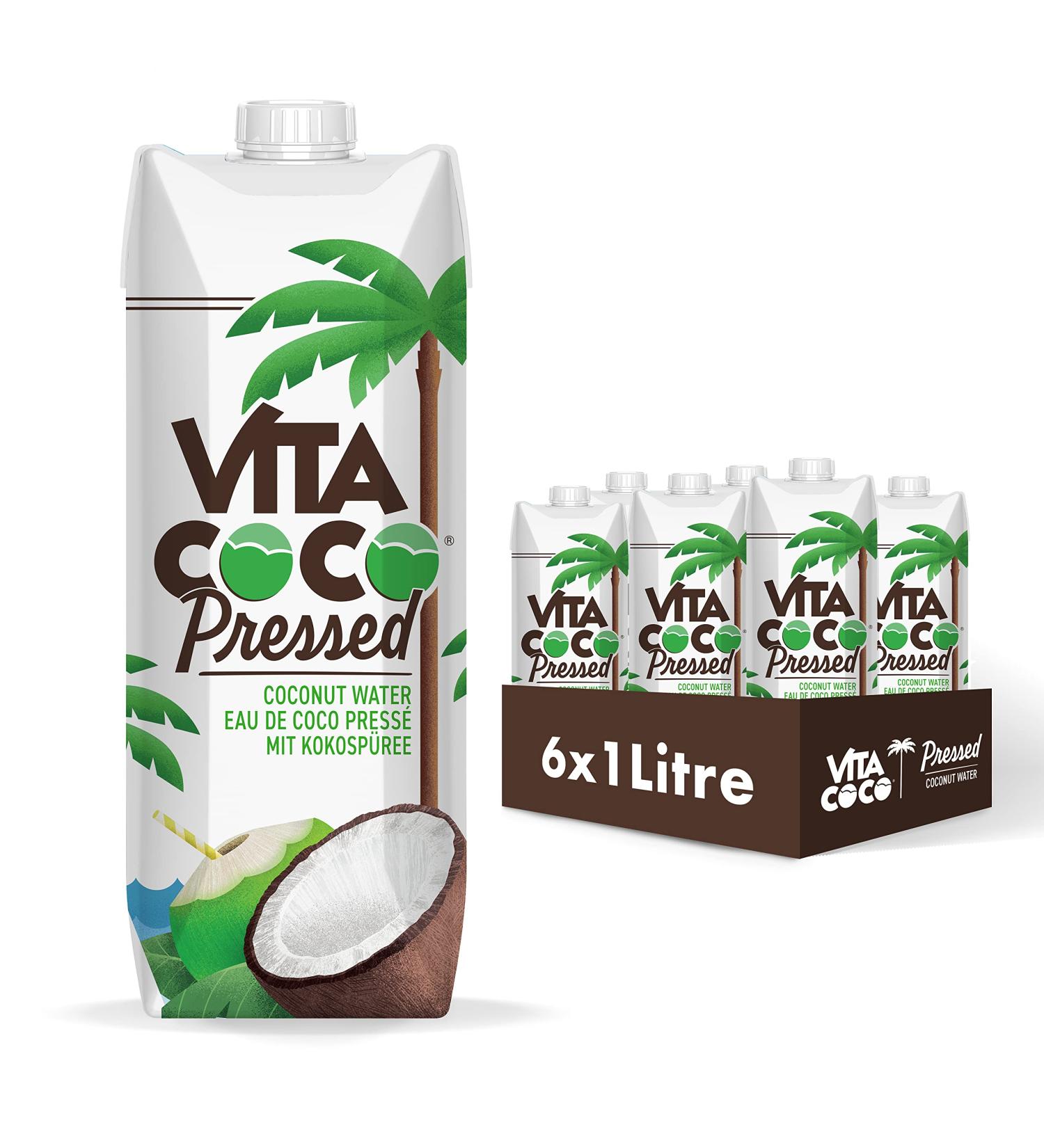 Vita Coco Pressed Coconut Water 6x1L - Naturally Hydrating Rich in Vitamin C & Coconut Puree | Buy Online - Buy Online on GoSupps.com