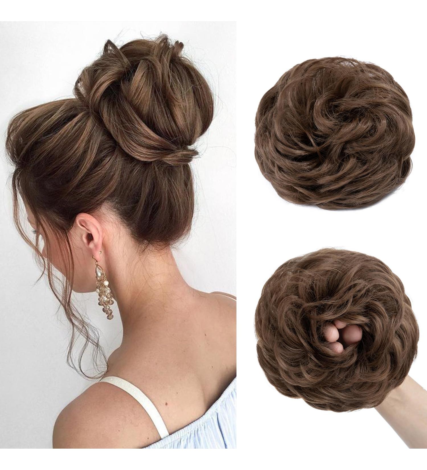Tess Hair Part with Rubber Band - 55g Dark Chestnut Brown Synthetic Hair Extension for Women | Large Bun Hair Tie - Buy Online on GoSupps.com