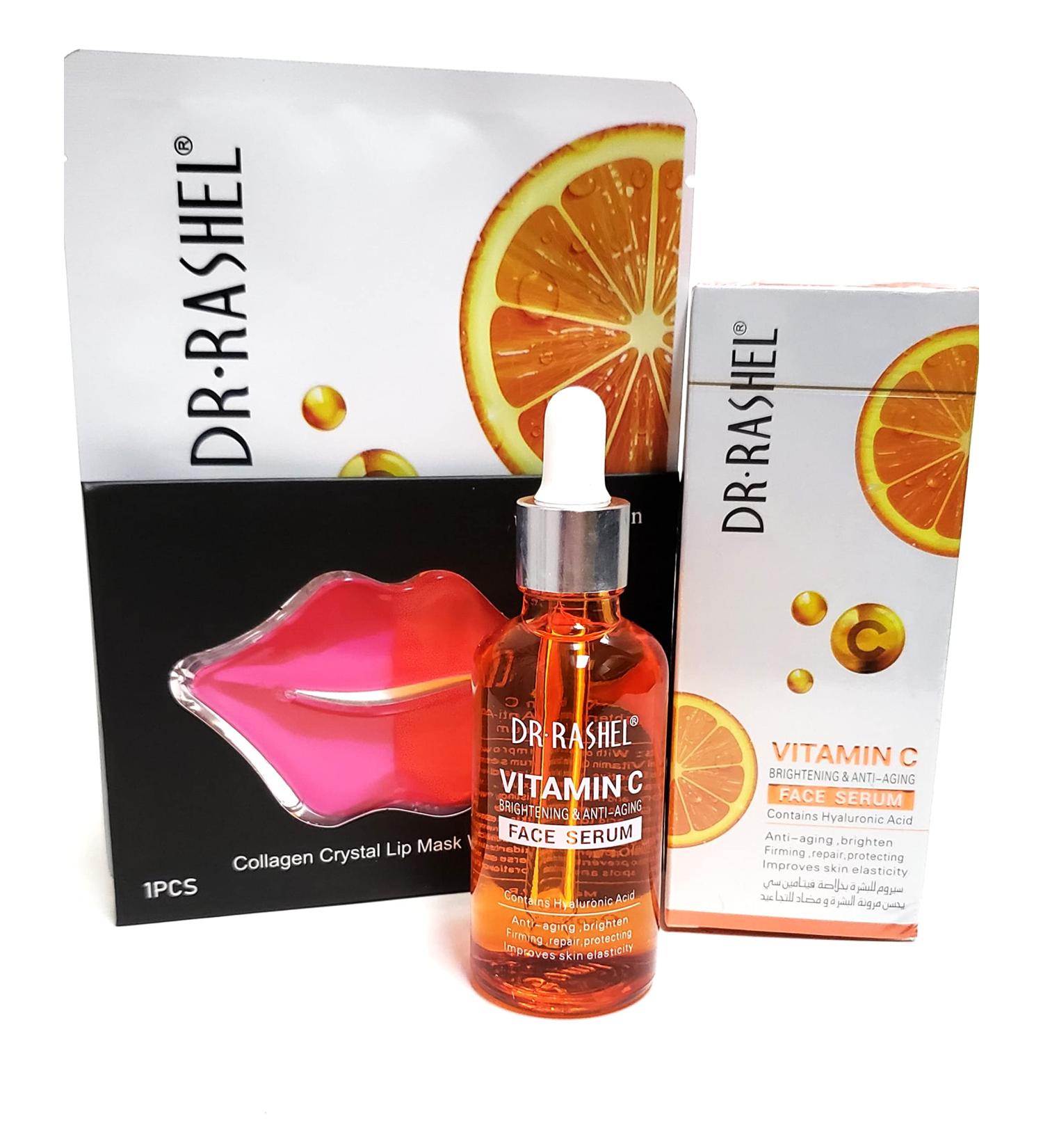 Vitamin C Face Serum with Hyaluronic Acid - Anti-Aging Formula + Free Niacinamide Silk & Collagen Lip Masks - 1.69 oz - Buy Online on GoSupps.com
