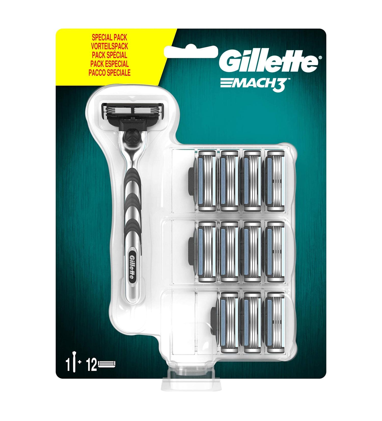 Gillette Mach3 Razor Blades + 12 Razor Blades For Men