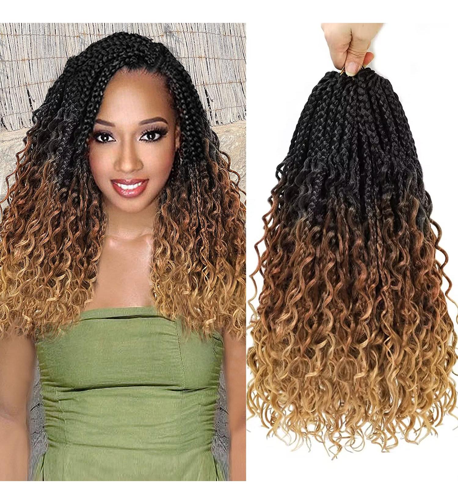 Goddess Box Braids Crochet Hair 14 Inch 8 Packs Ombre Pre Looped Boho Bohemian Style - Buy Online on GoSupps.com