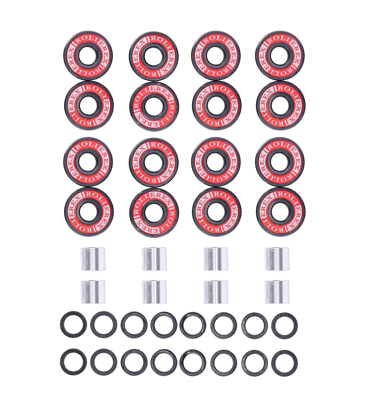 Adventure World Rollerex 608ZZ ABEC-7 Skate Wheel Bearings Kit - 8 Wheel Pack (16 bearings, 16 washers, 8 spacers) - Buy Online on GoSupps.com