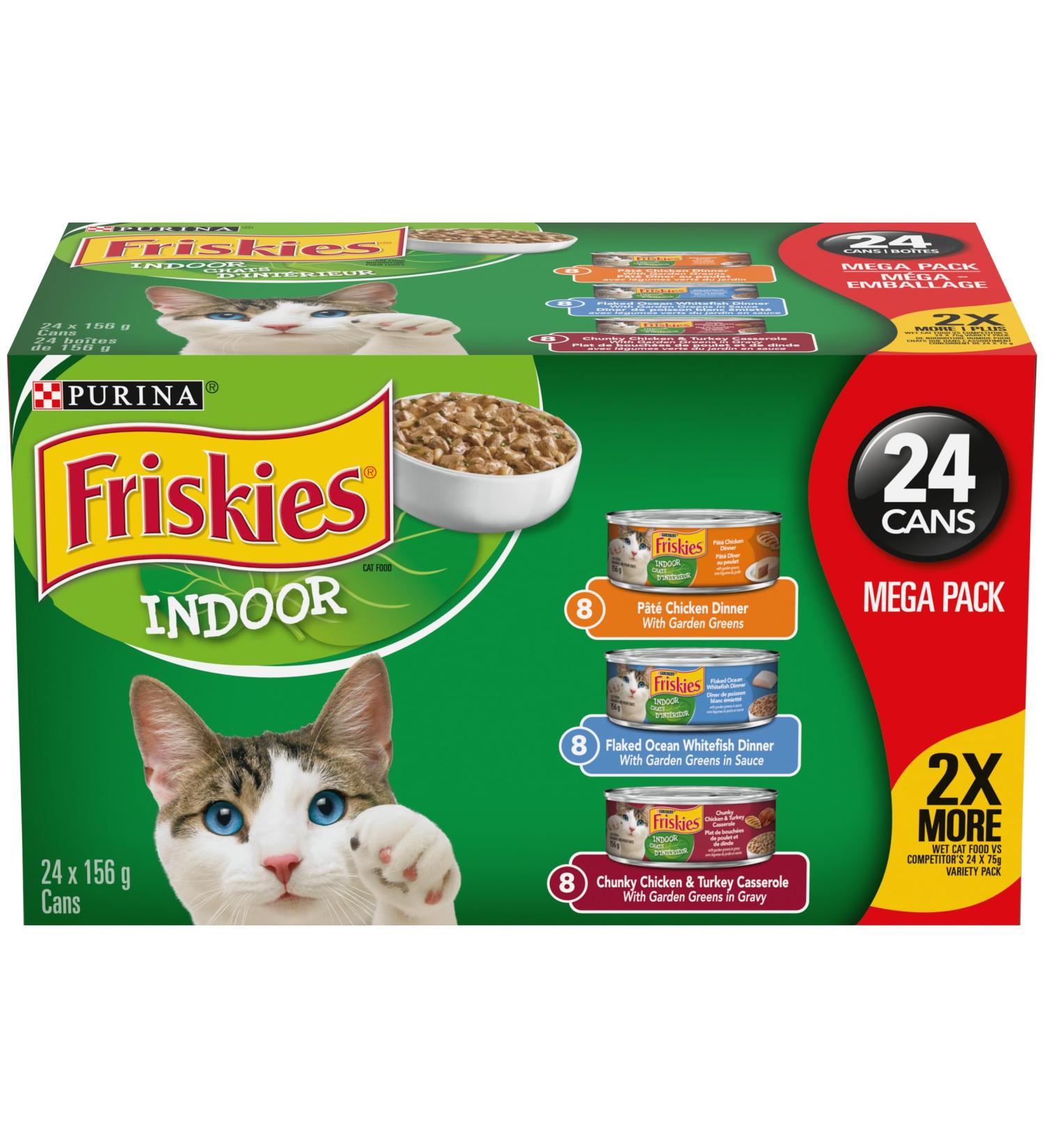 Friskies Indoor Wet Cat Food Variety Pack 3 Flavours - 156 g Can (24 Pack) - Buy Online on GoSupps.com