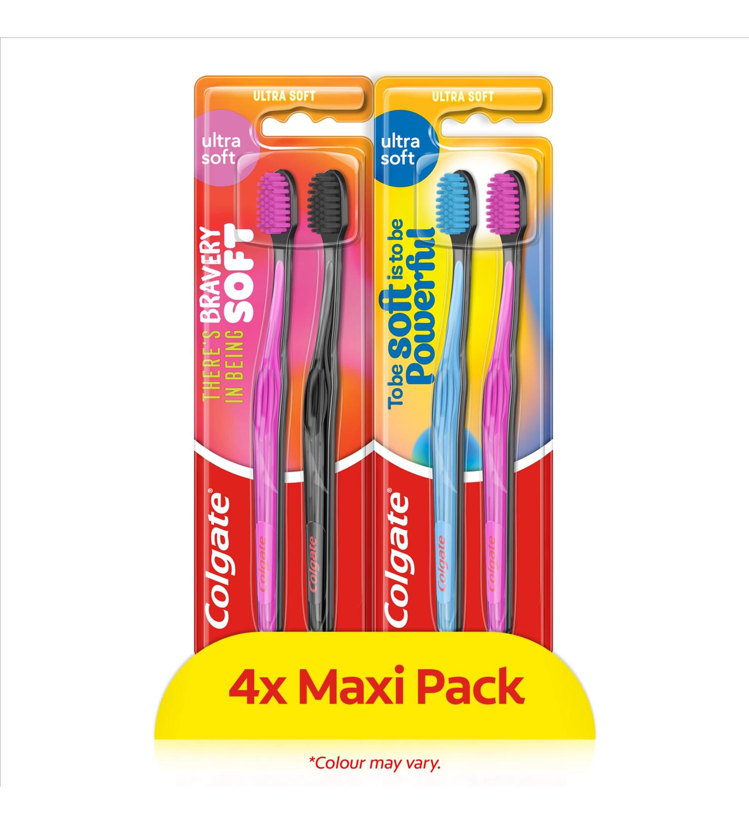 Colgate Limited Edition Ultra Soft Toothbrush manual toothbrush 0.1mm ultra soft bristles gentle on gums high density tufting removes plaque protects from cavities 1 count (Pack of 4) Ultra Soft - Buy Online on GoSupps.com