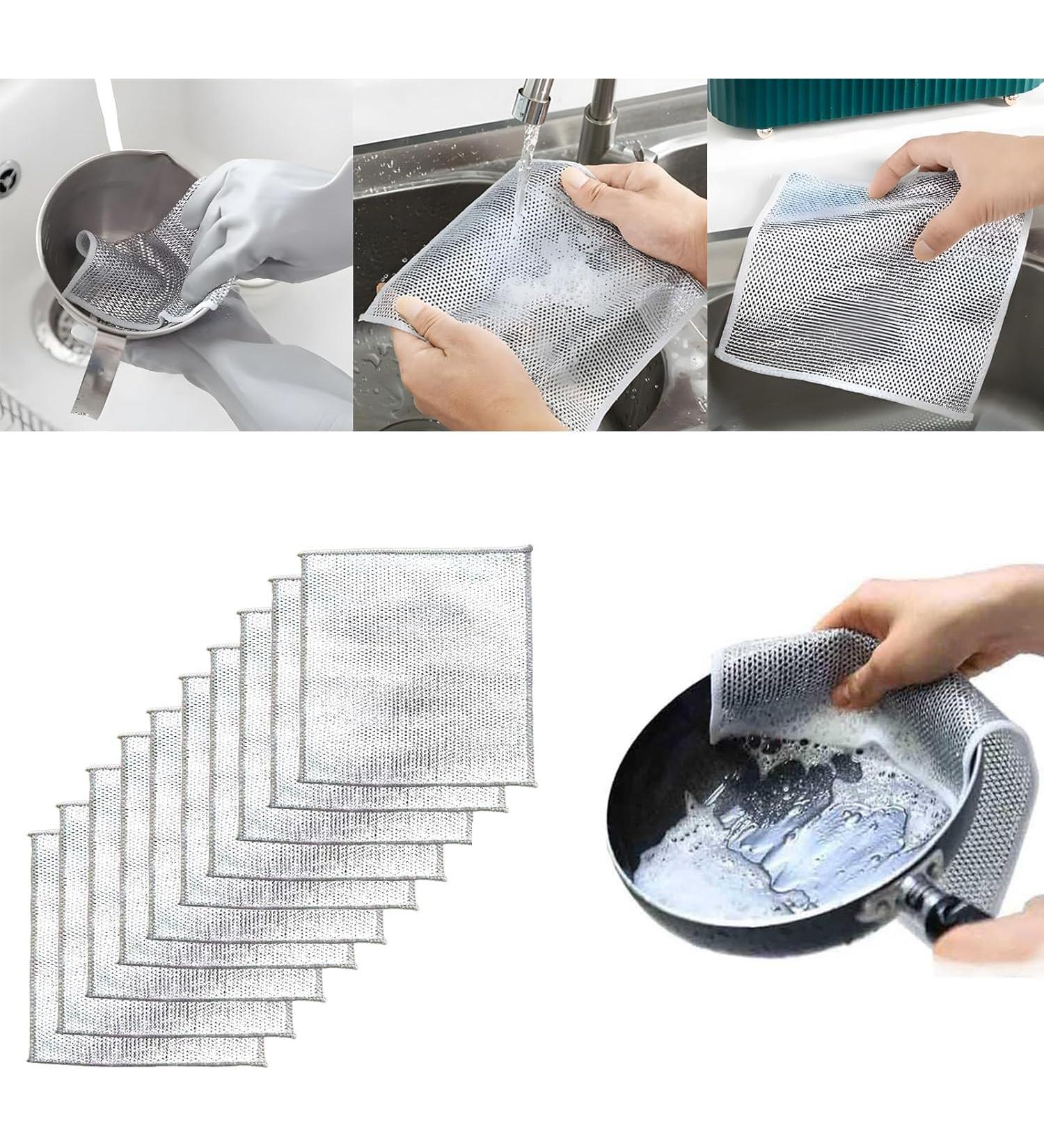 Multipurpose Wire Dishwashing Rags for Wet and Dry Multipurpose Non-Scratch Scrubbing Wire Dishwashing Rags for Dishes Sinks Counters Easy Rinsing (10PCS) - Buy Online on GoSupps.com